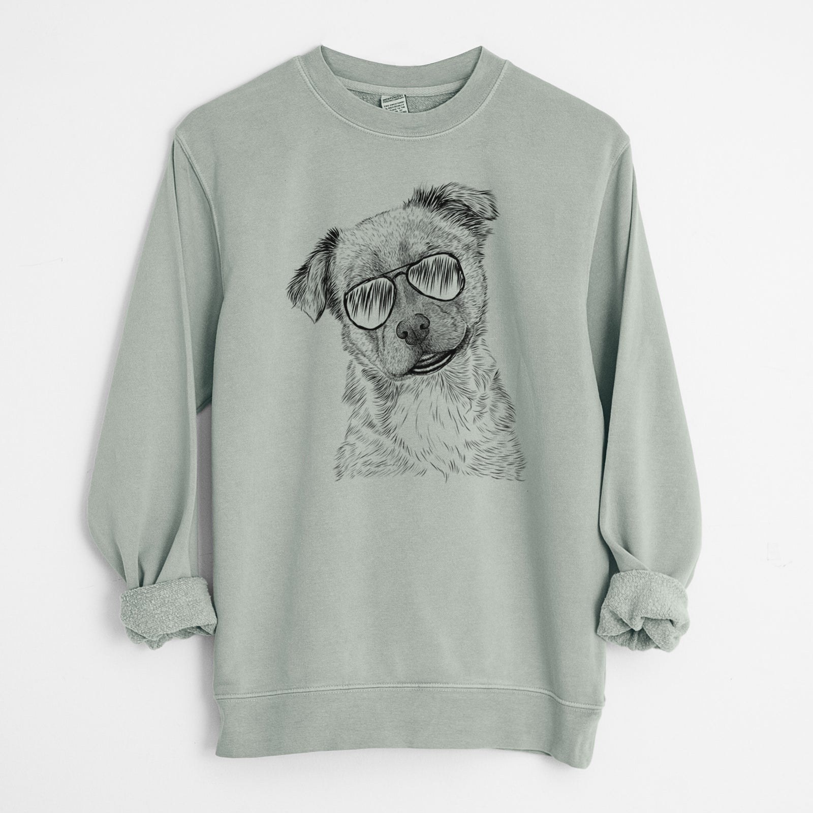 Aviator Loki Bear the Australian Cattle Dog Mix - Unisex Pigment Dyed Crew Sweatshirt