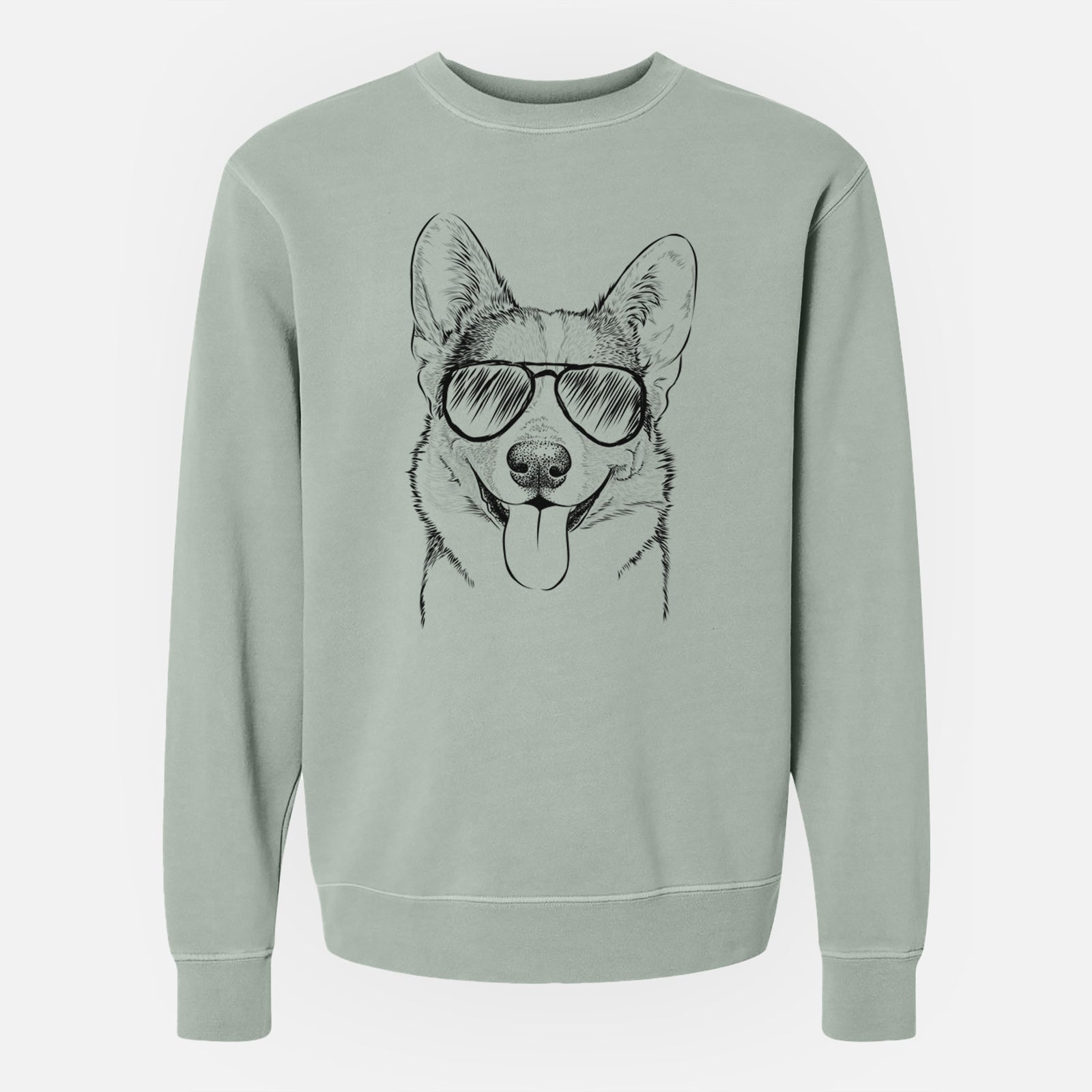 Aviator Loki the Corgi - Unisex Pigment Dyed Crew Sweatshirt