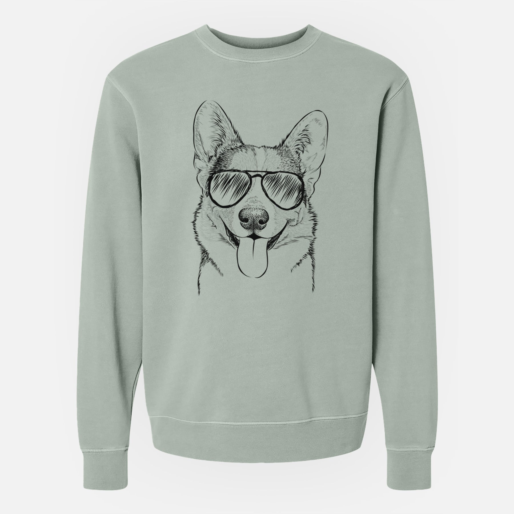 Aviator Loki the Corgi - Unisex Pigment Dyed Crew Sweatshirt