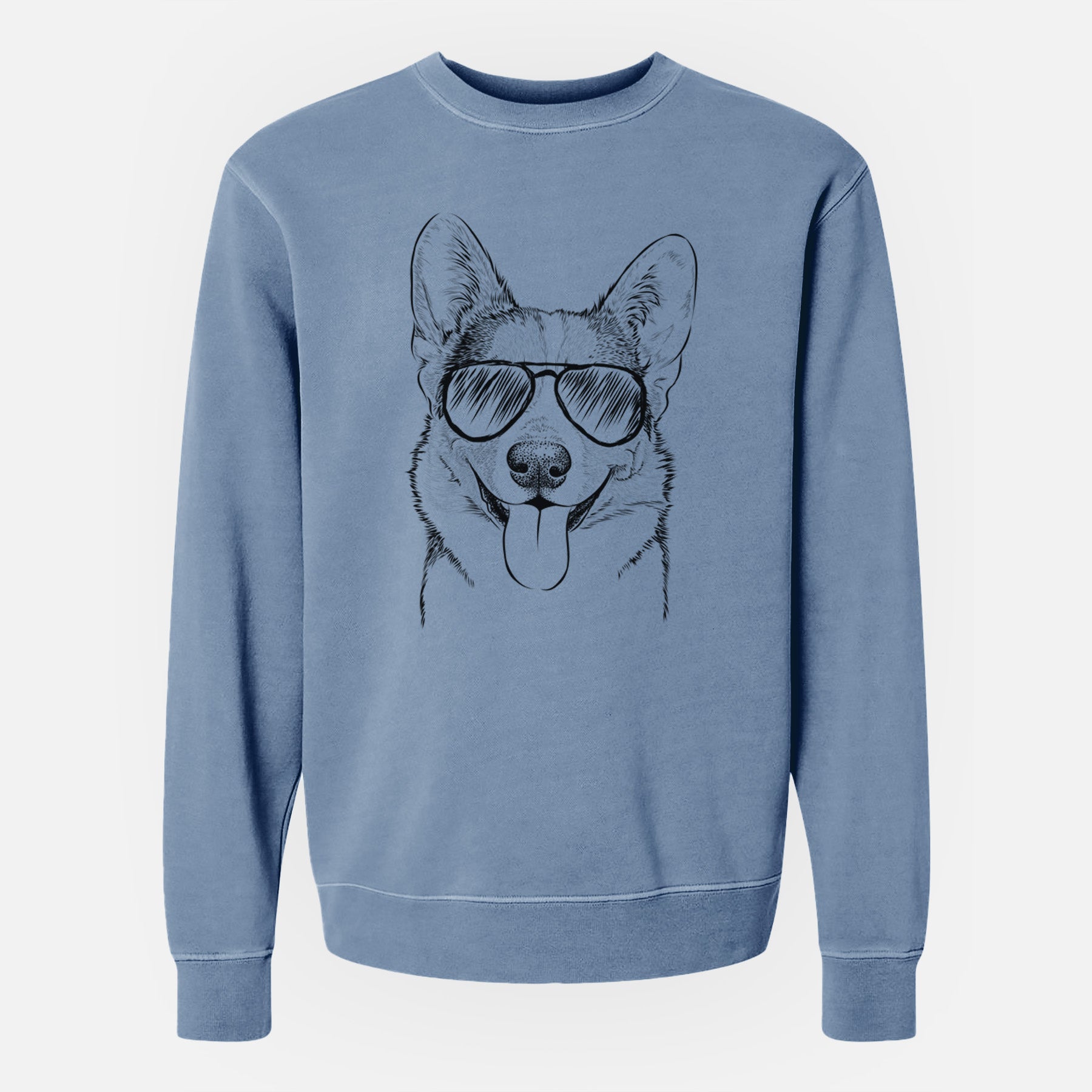 Aviator Loki the Corgi - Unisex Pigment Dyed Crew Sweatshirt