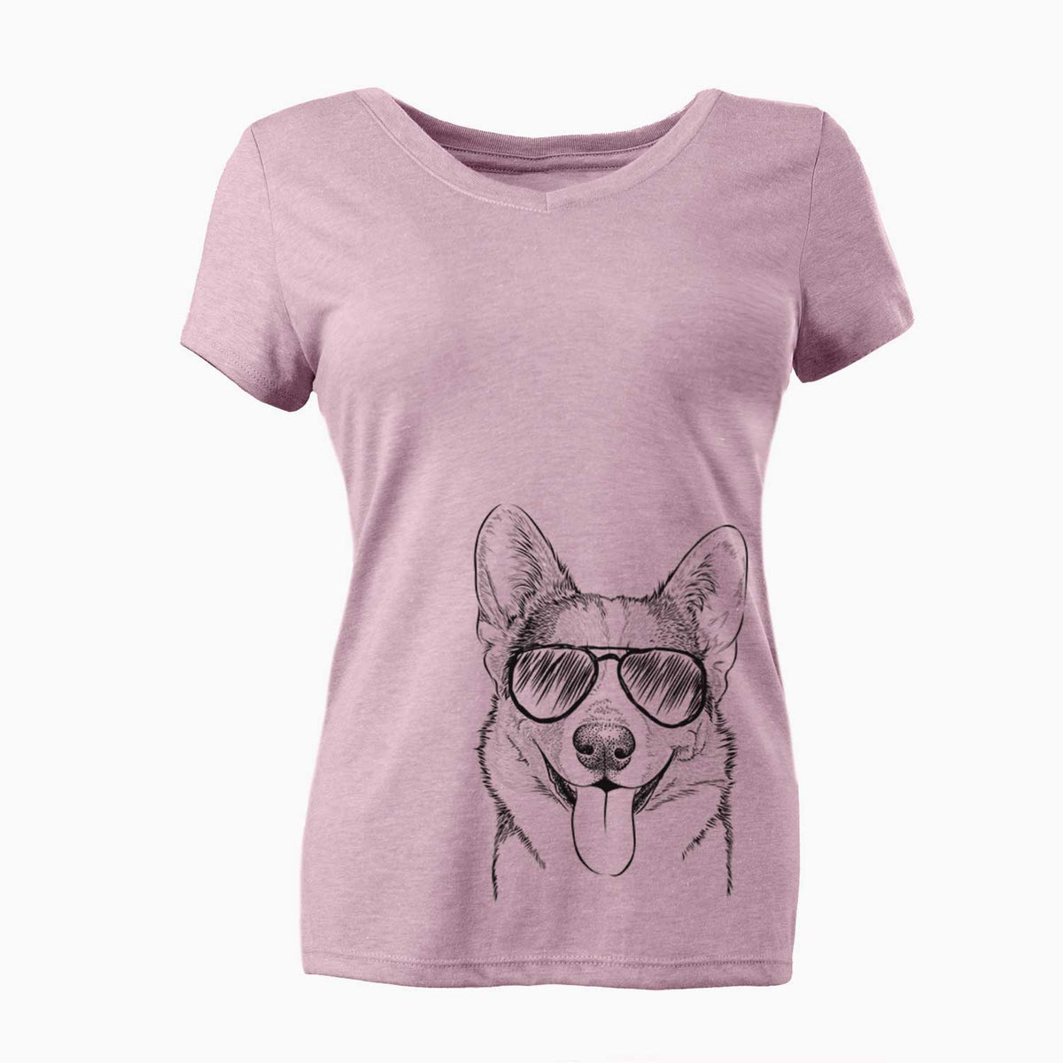 Aviator Loki the Corgi - Women's V-neck Shirt