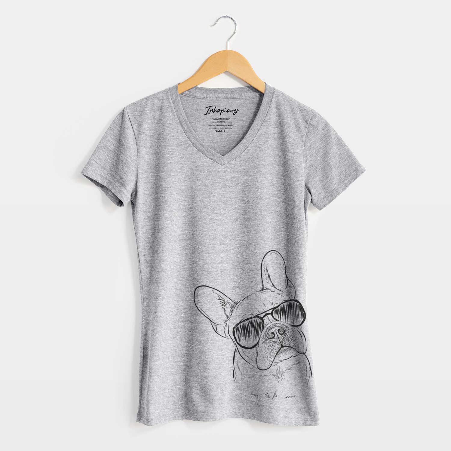 Aviator Loki the French Bulldog - Women's V-neck Shirt