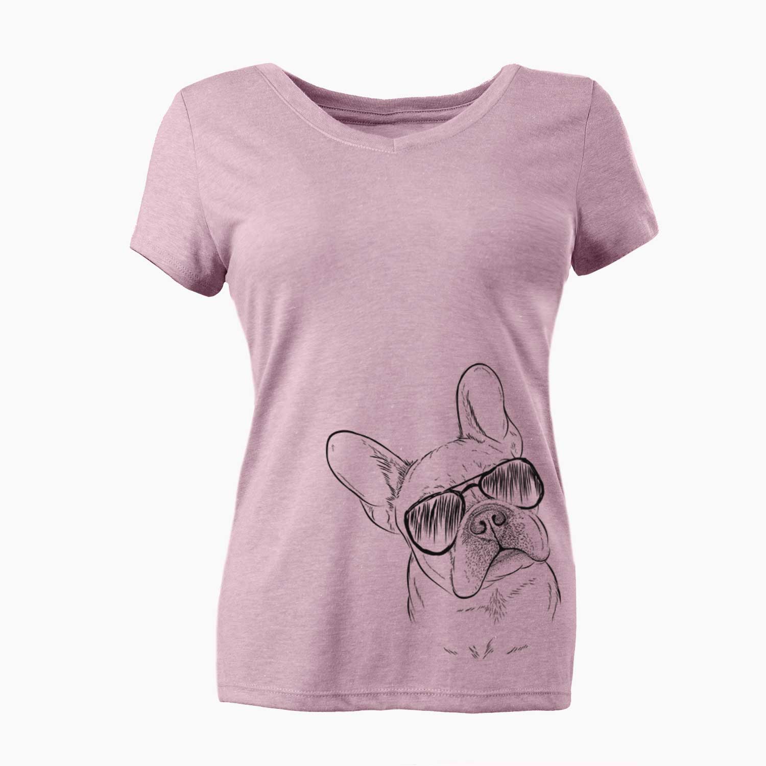 Aviator Loki the French Bulldog - Women's V-neck Shirt