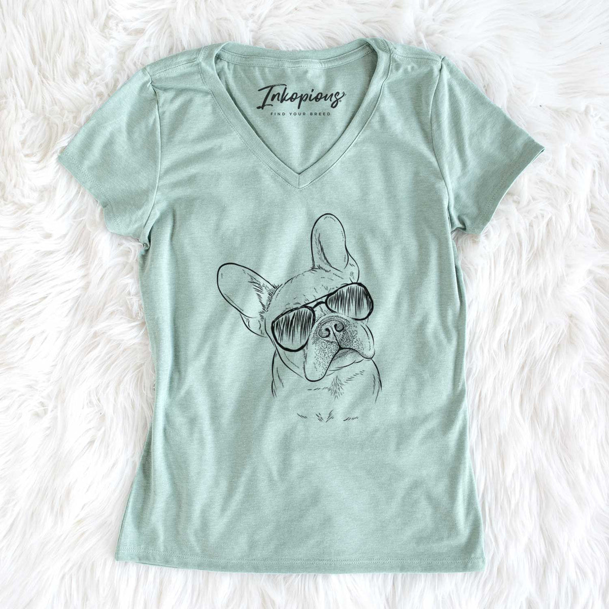 Aviator Loki the French Bulldog - Women's V-neck Shirt