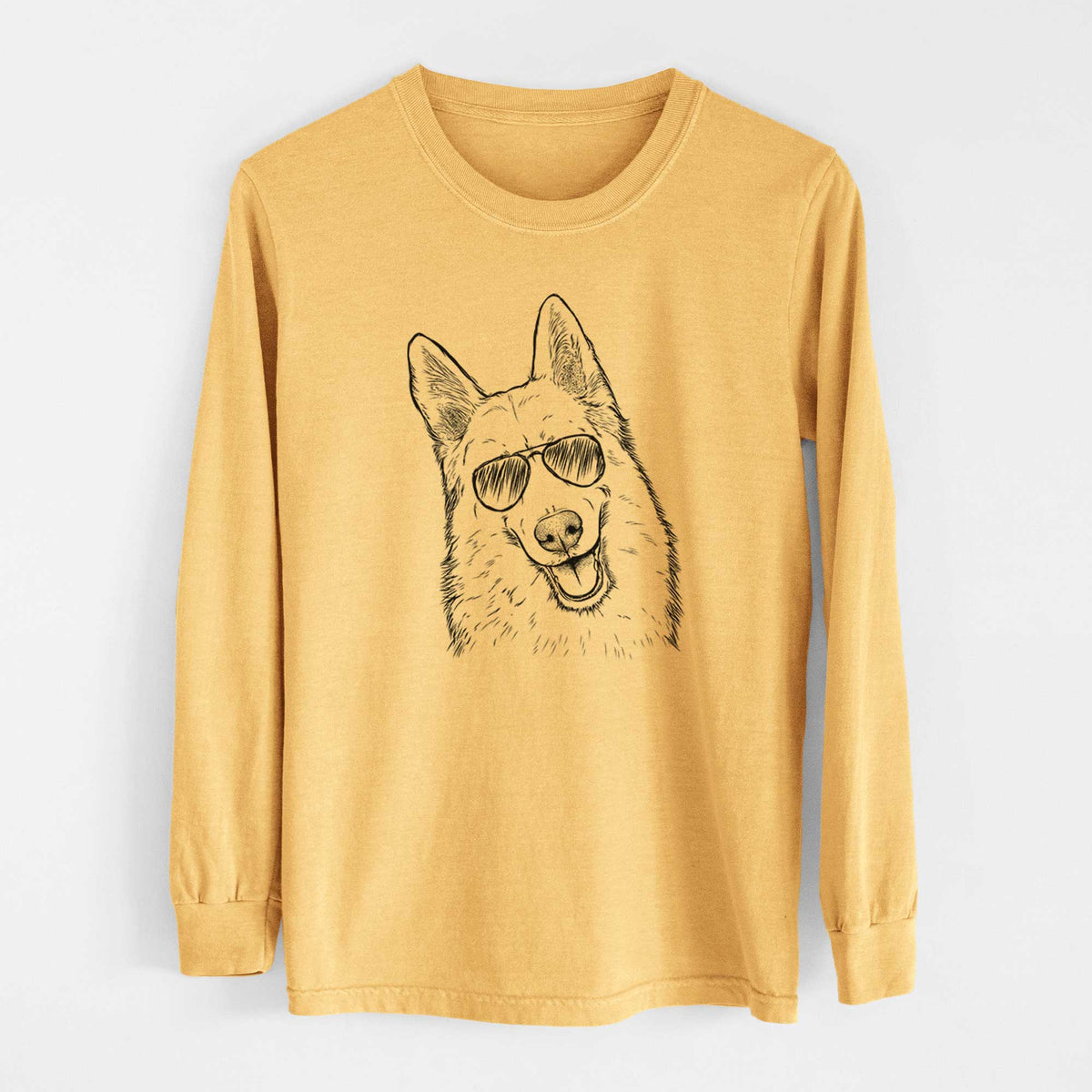 Aviators Loki the Husky Shepherd Mix - Heavyweight 100% Cotton Long Sleeve