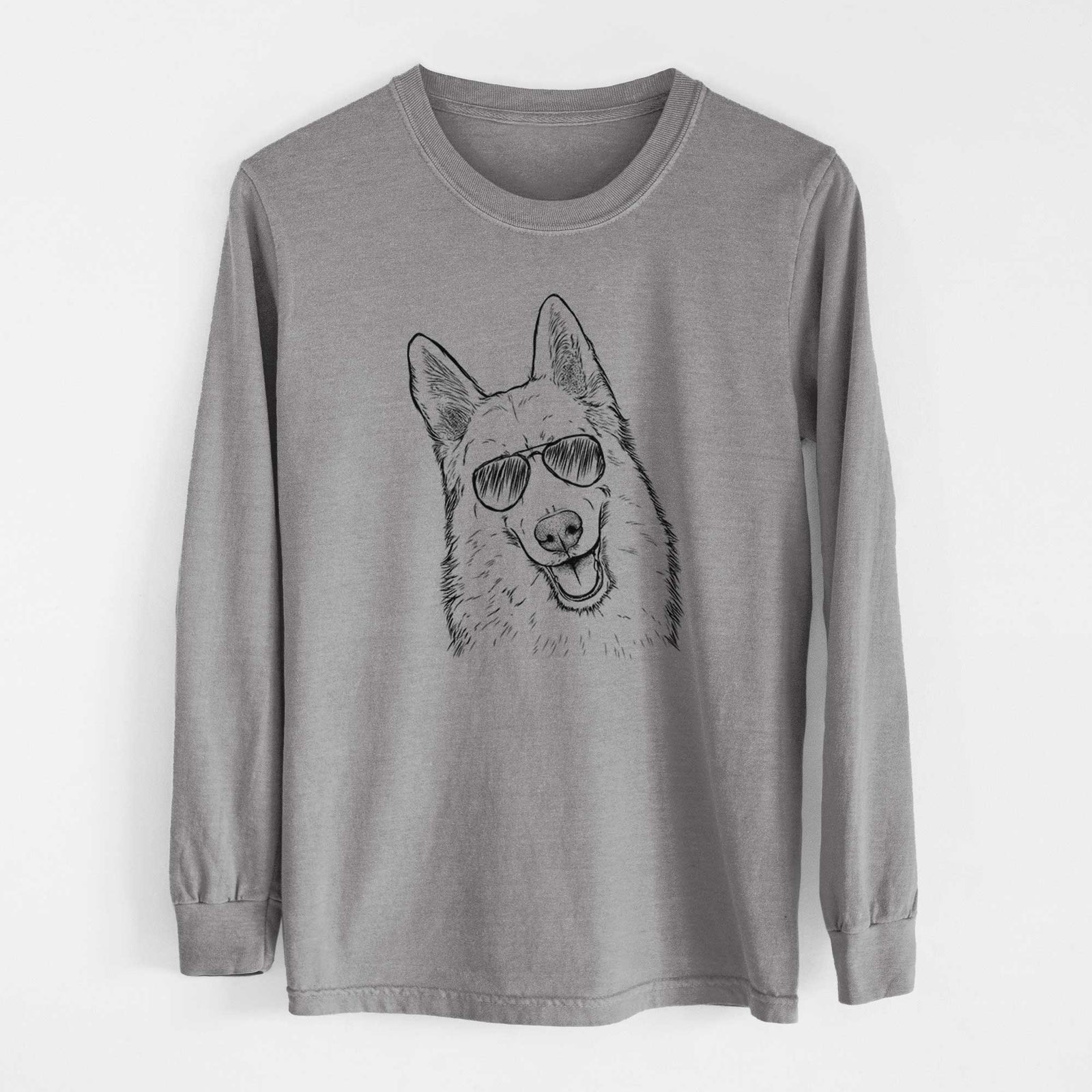 Aviators Loki the Husky Shepherd Mix - Heavyweight 100% Cotton Long Sleeve