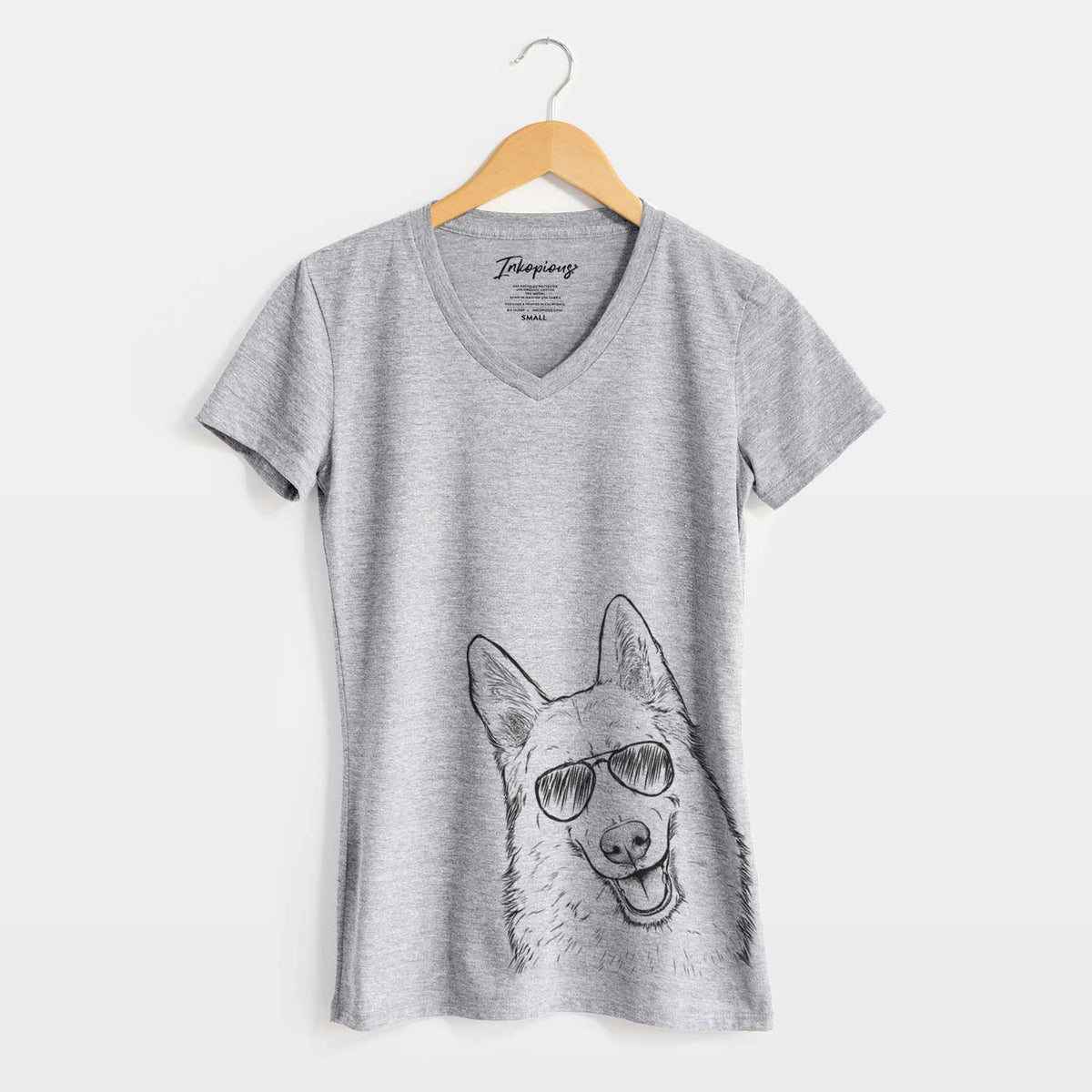 Aviator Loki the Husky Shepherd Mix - Women&#39;s V-neck Shirt