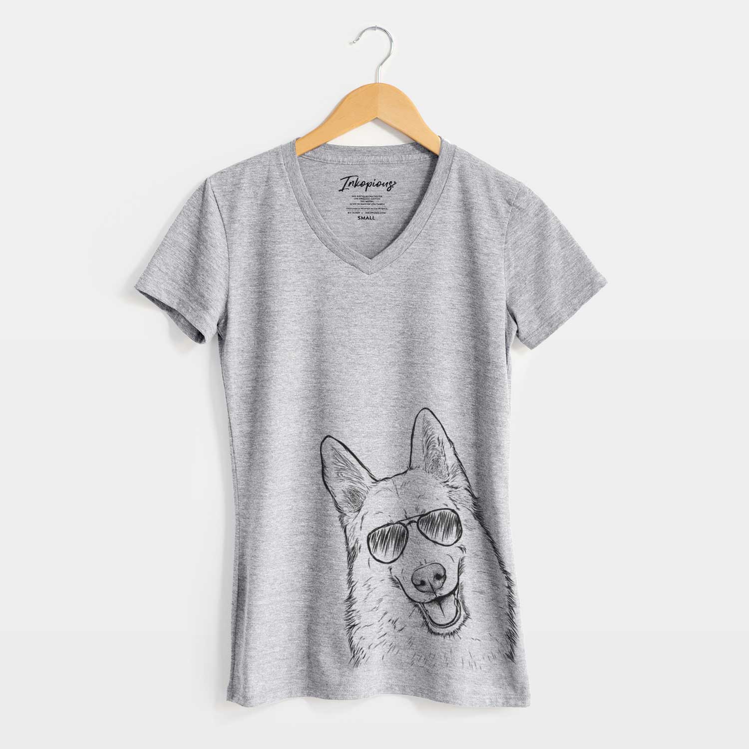 Aviator Loki the Husky Shepherd Mix - Women's V-neck Shirt