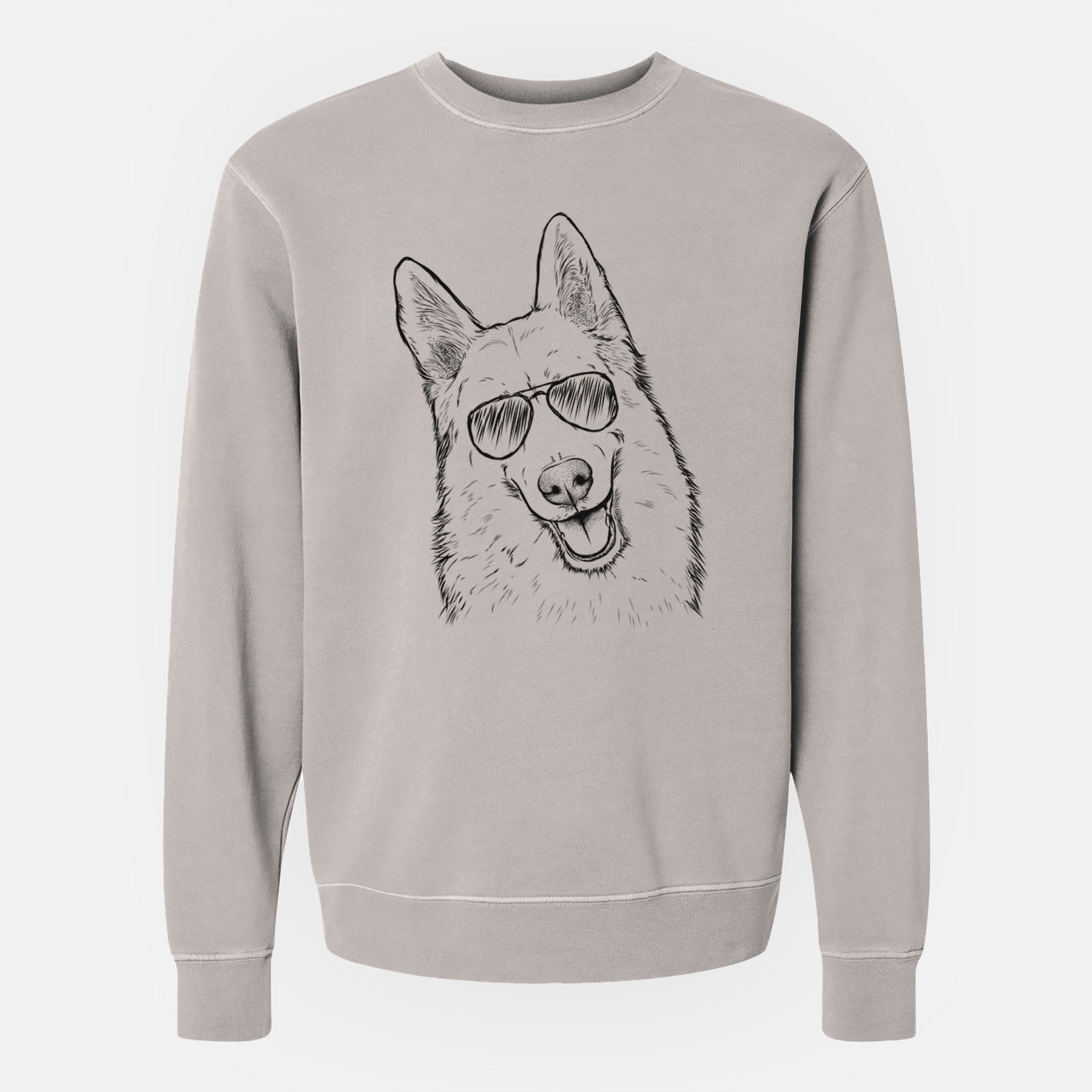 Aviator Loki the Husky Shepherd Mix - Unisex Pigment Dyed Crew Sweatshirt