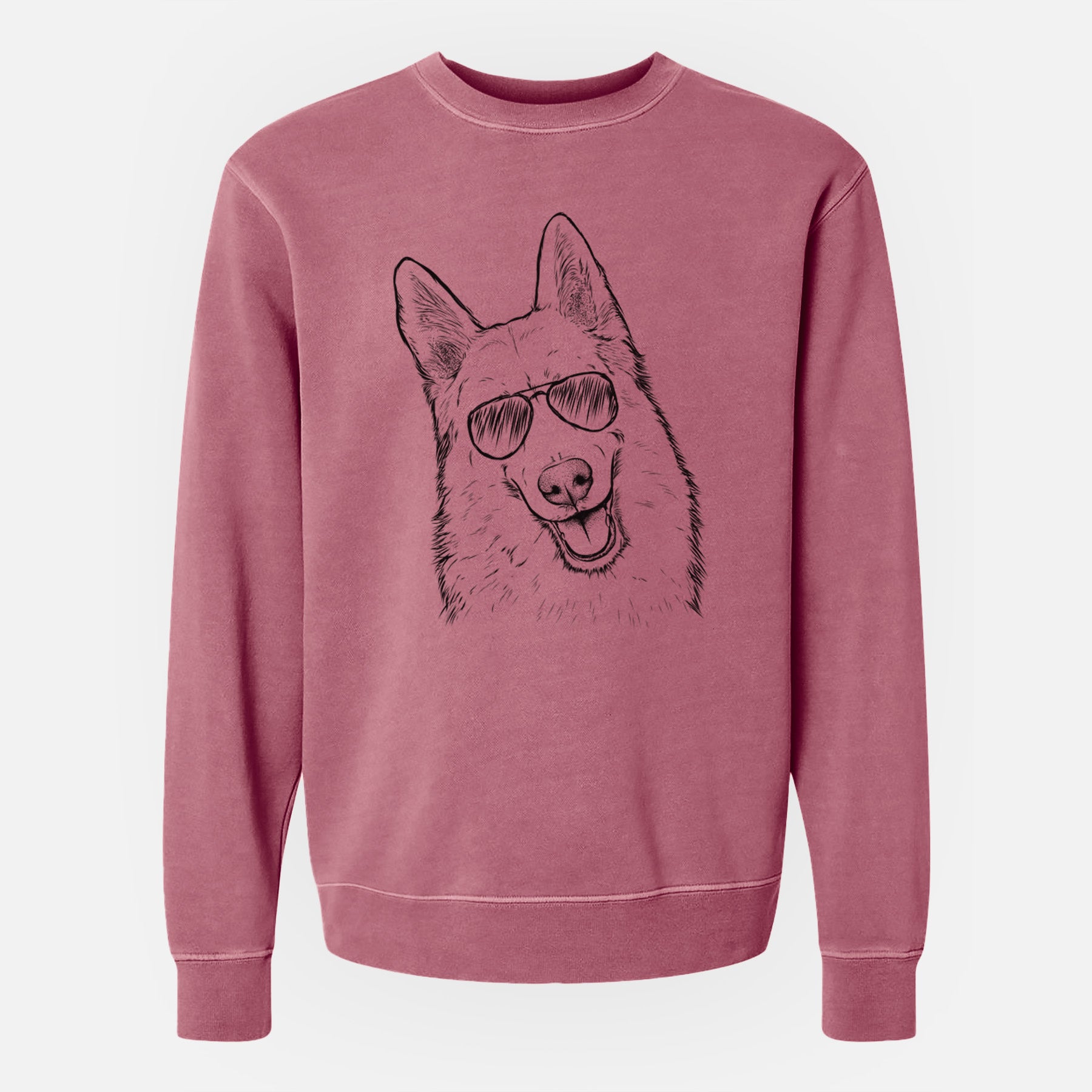 Aviator Loki the Husky Shepherd Mix - Unisex Pigment Dyed Crew Sweatshirt