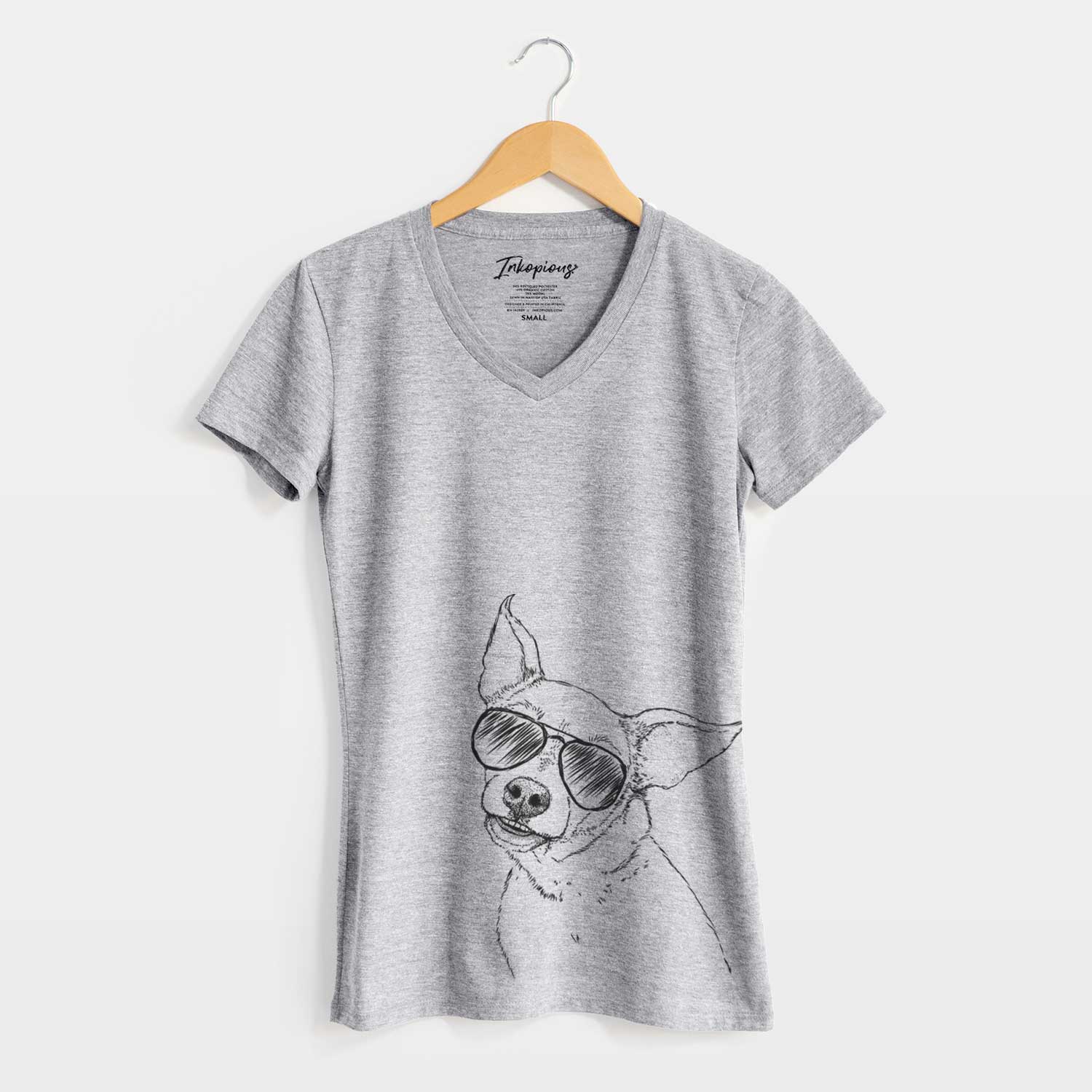 Aviator Lola the Chiweenie - Women's V-neck Shirt