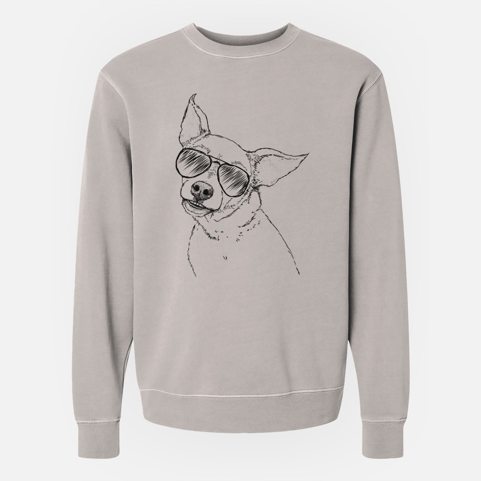 Aviator Lola the Chiweenie - Unisex Pigment Dyed Crew Sweatshirt