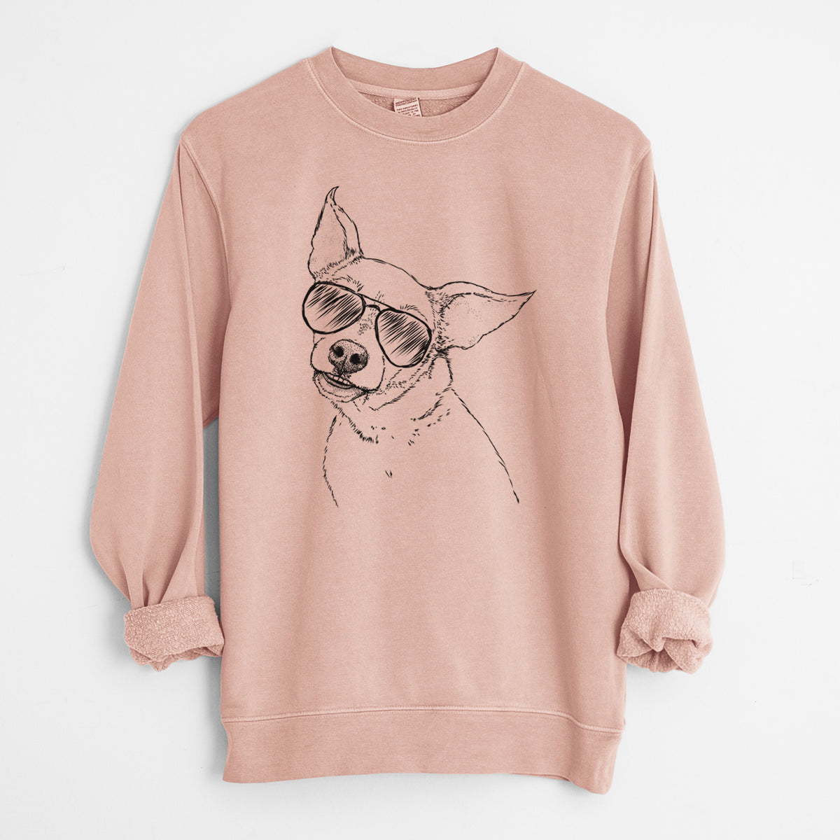 Aviator Lola the Chiweenie - Unisex Pigment Dyed Crew Sweatshirt