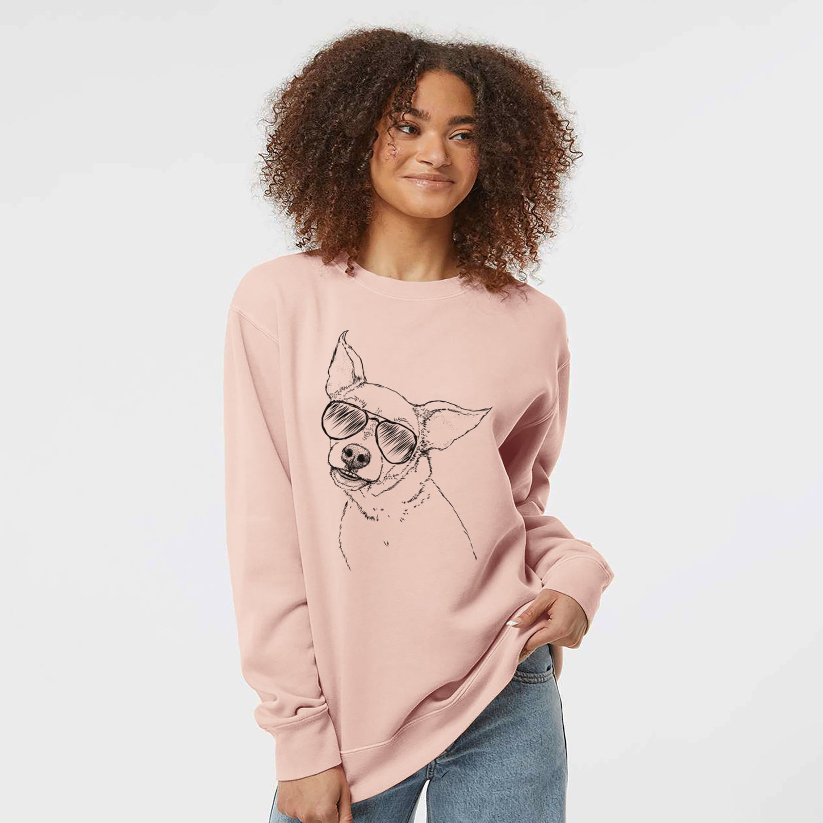 Aviator Lola the Chiweenie - Unisex Pigment Dyed Crew Sweatshirt