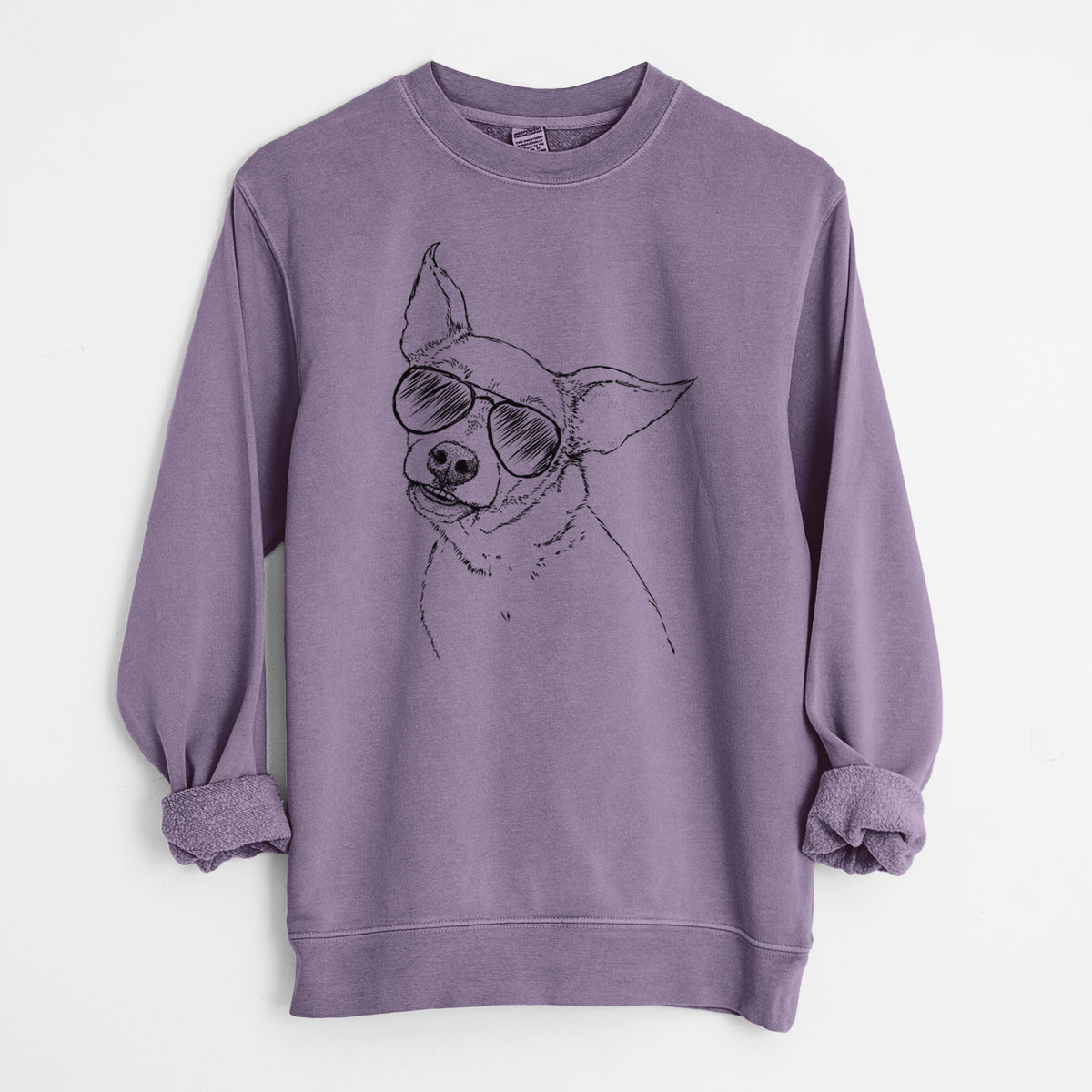 Aviator Lola the Chiweenie - Unisex Pigment Dyed Crew Sweatshirt