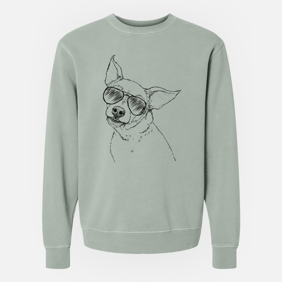 Aviator Lola the Chiweenie - Unisex Pigment Dyed Crew Sweatshirt