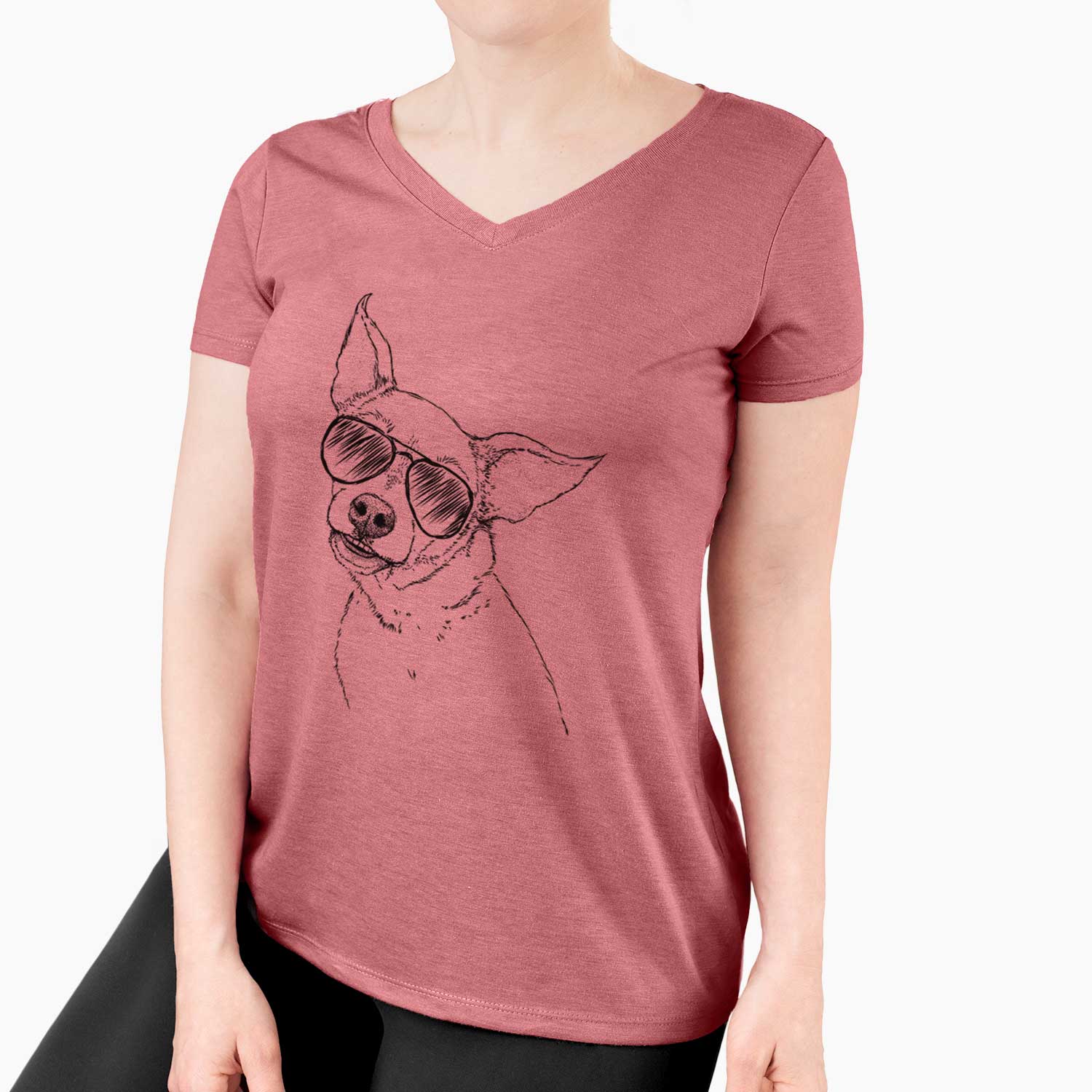 Aviator Lola the Chiweenie - Women's V-neck Shirt