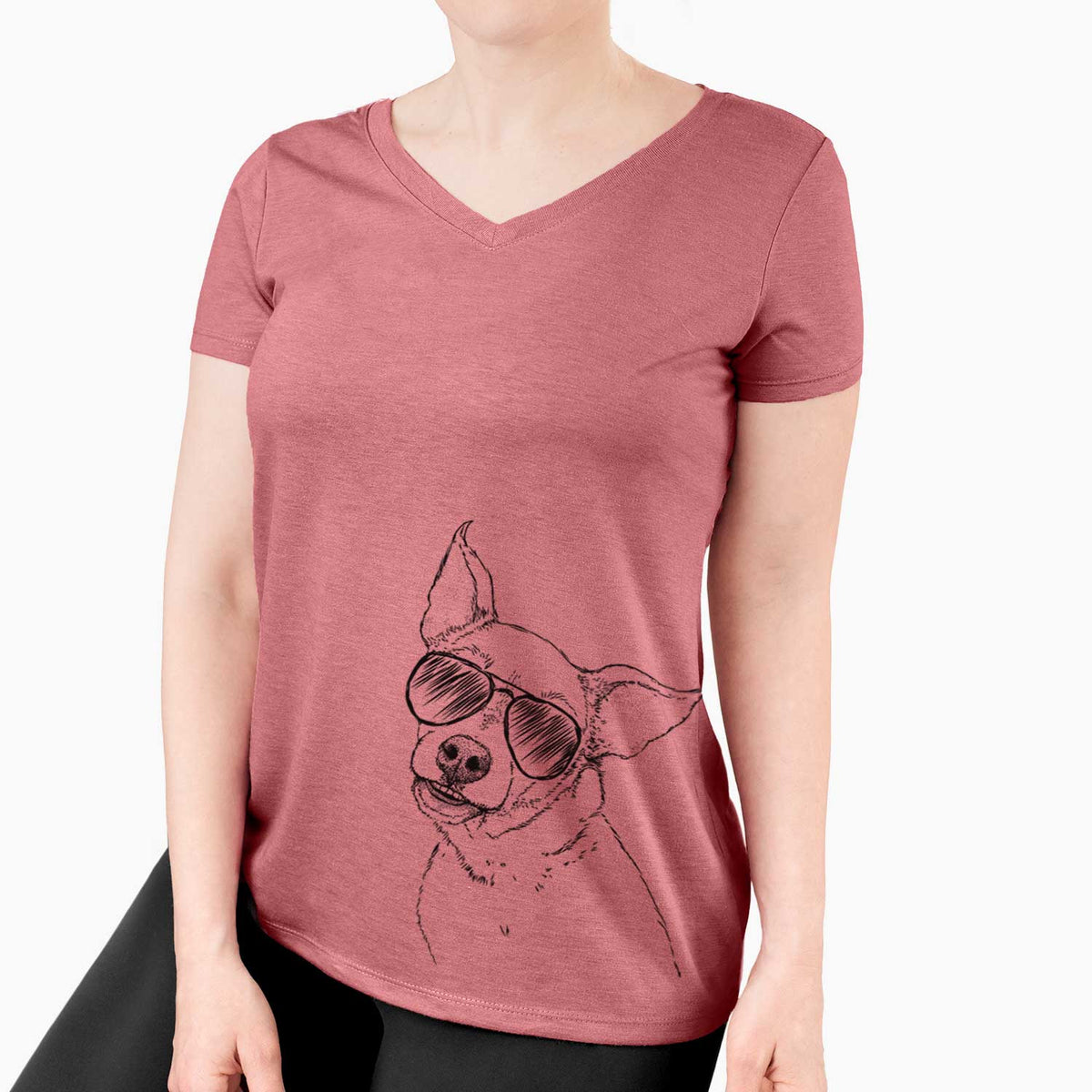 Aviator Lola the Chiweenie - Women's V-neck Shirt