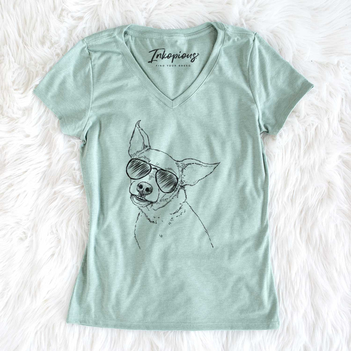 Aviator Lola the Chiweenie - Women's V-neck Shirt