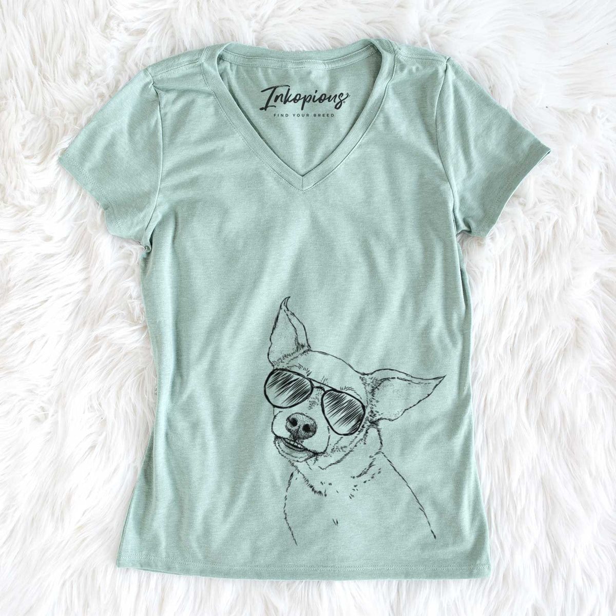 Aviator Lola the Chiweenie - Women's V-neck Shirt
