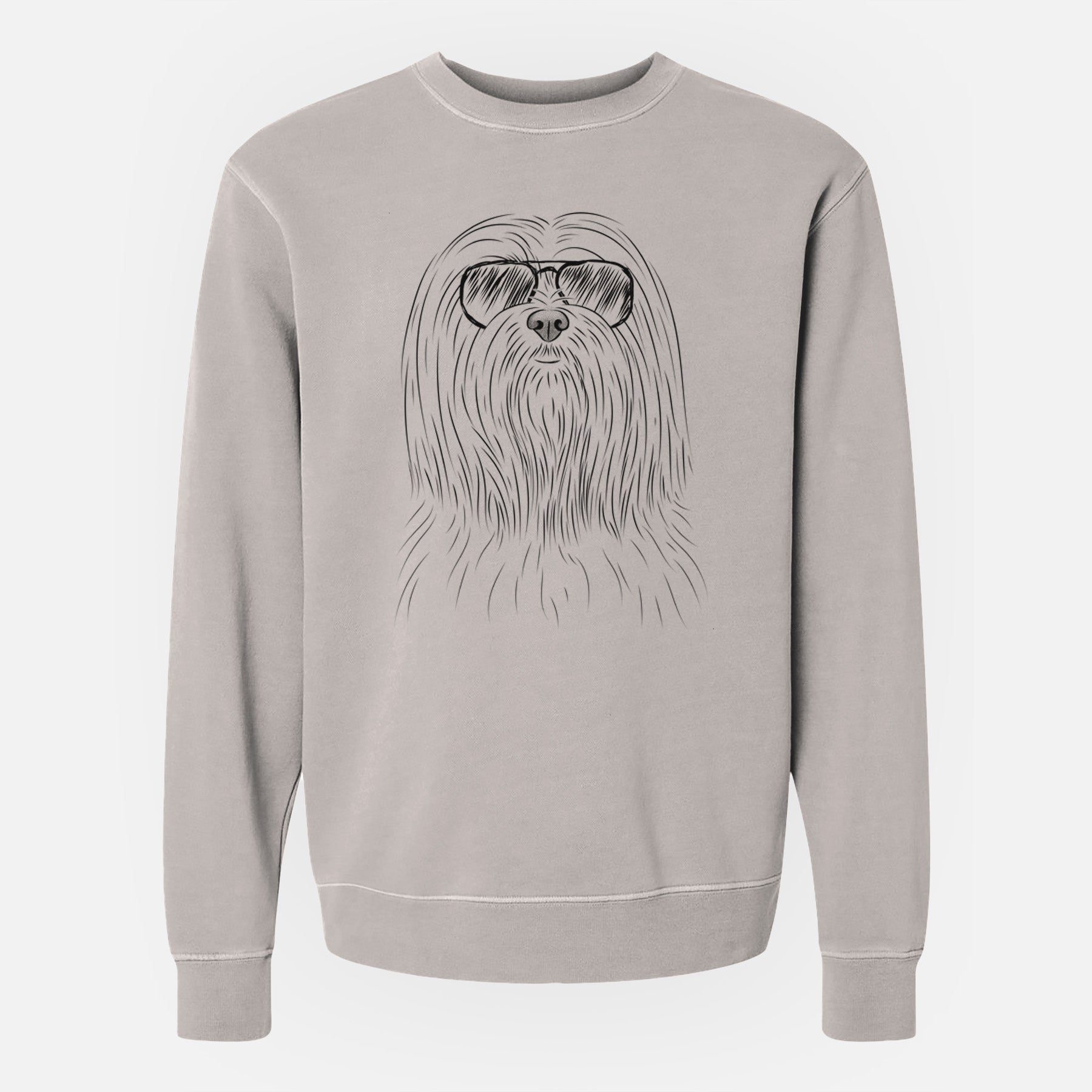 Aviator Lorenzo the Lhasa Apso - Unisex Pigment Dyed Crew Sweatshirt