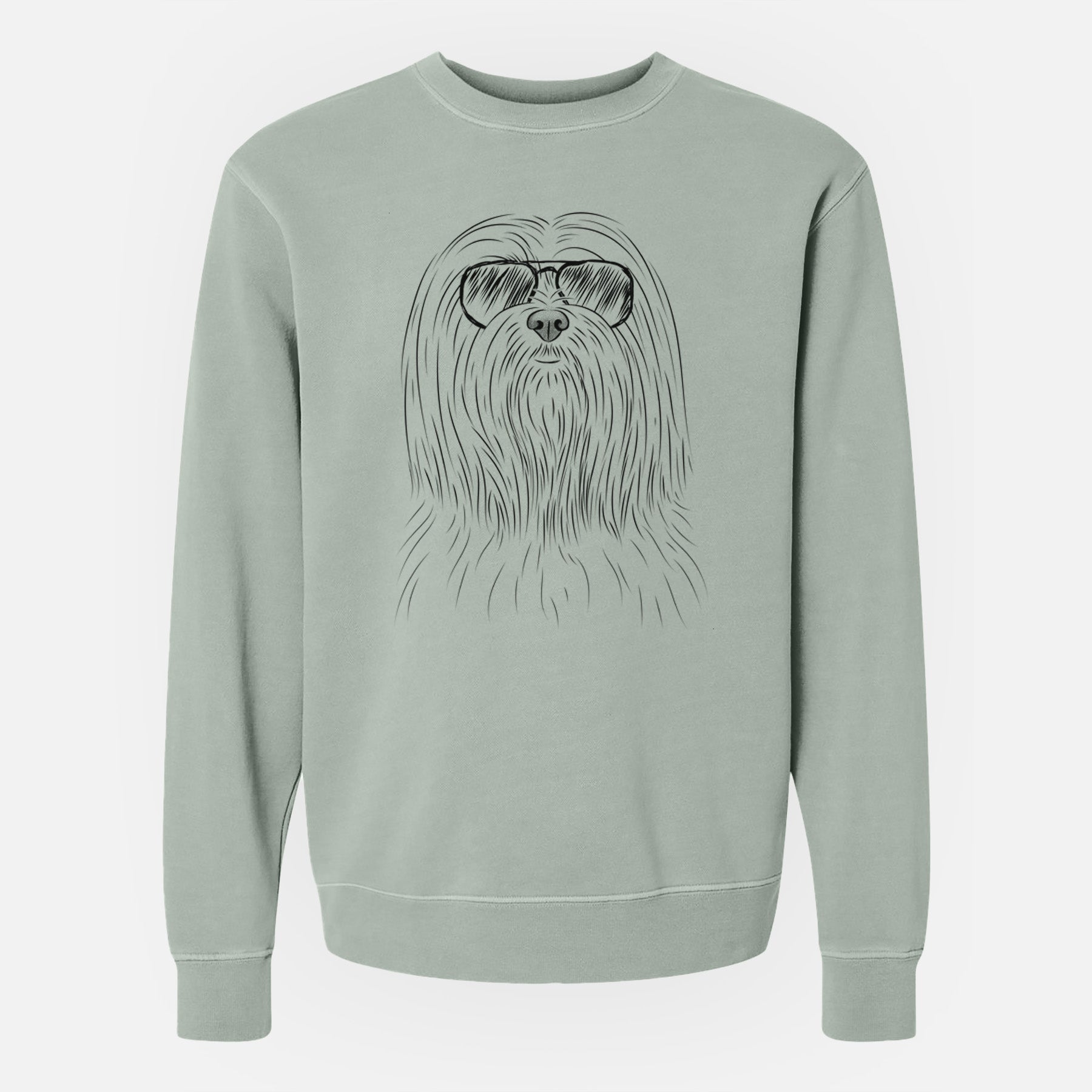 Aviator Lorenzo the Lhasa Apso - Unisex Pigment Dyed Crew Sweatshirt