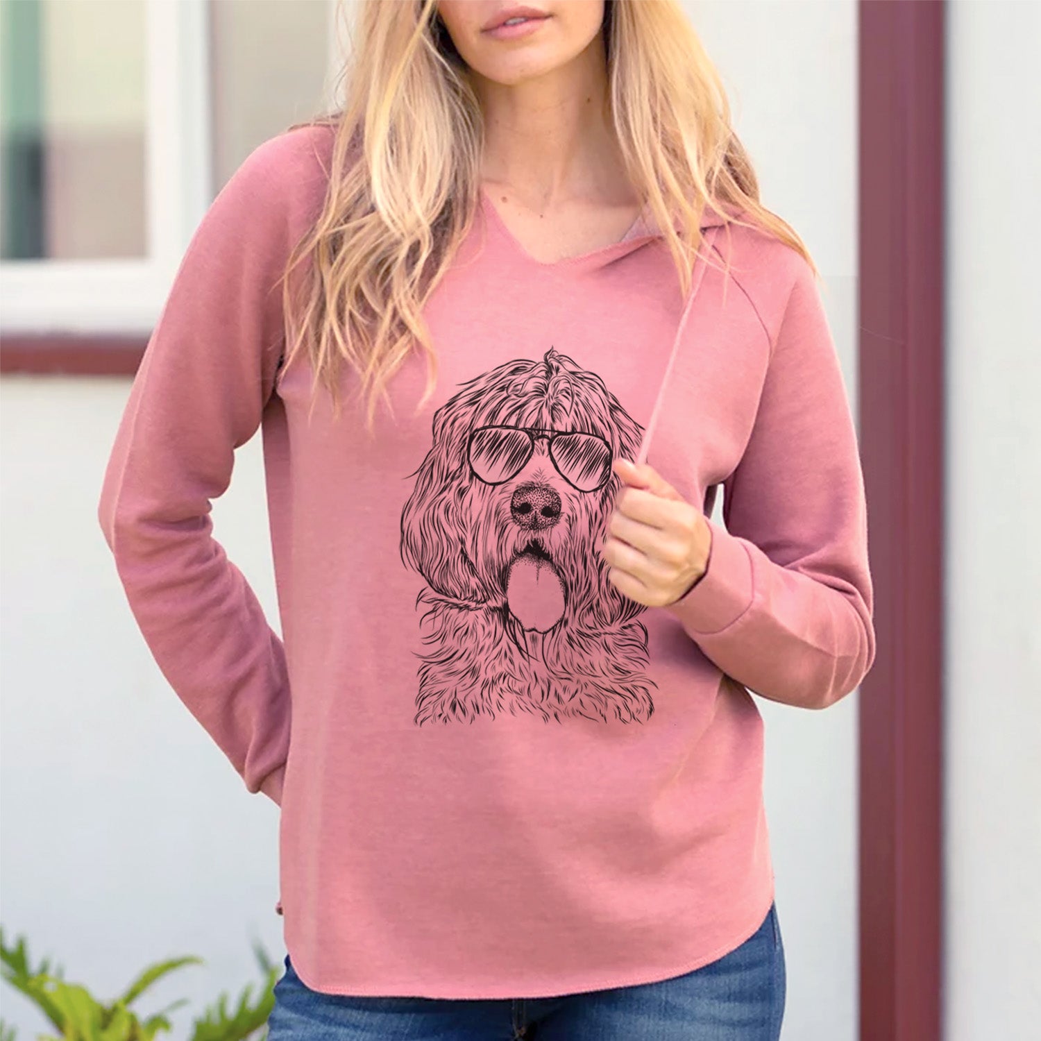 Aviator Lou the Otterhound - Cali Wave Hooded Sweatshirt