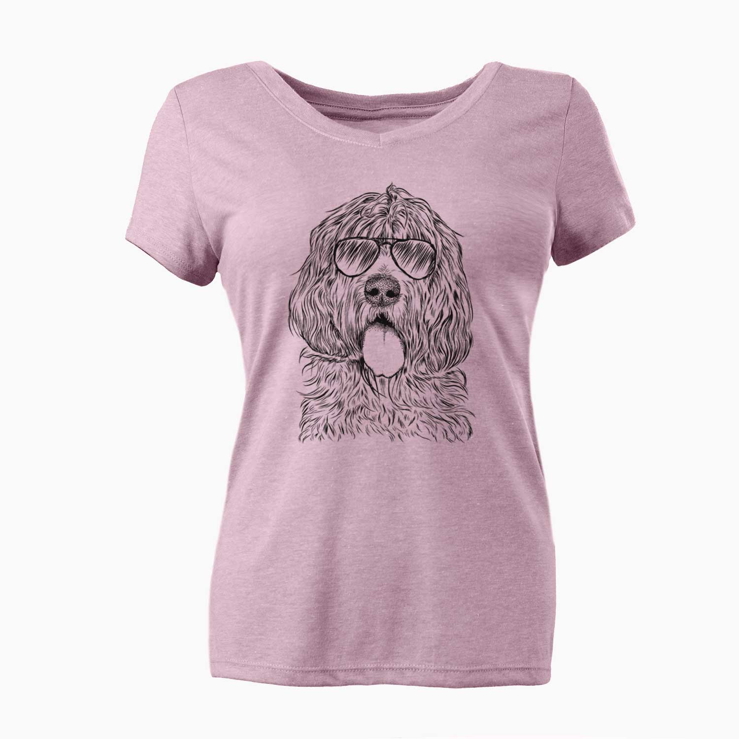 Aviator Lou the Otterhound - Women's V-neck Shirt