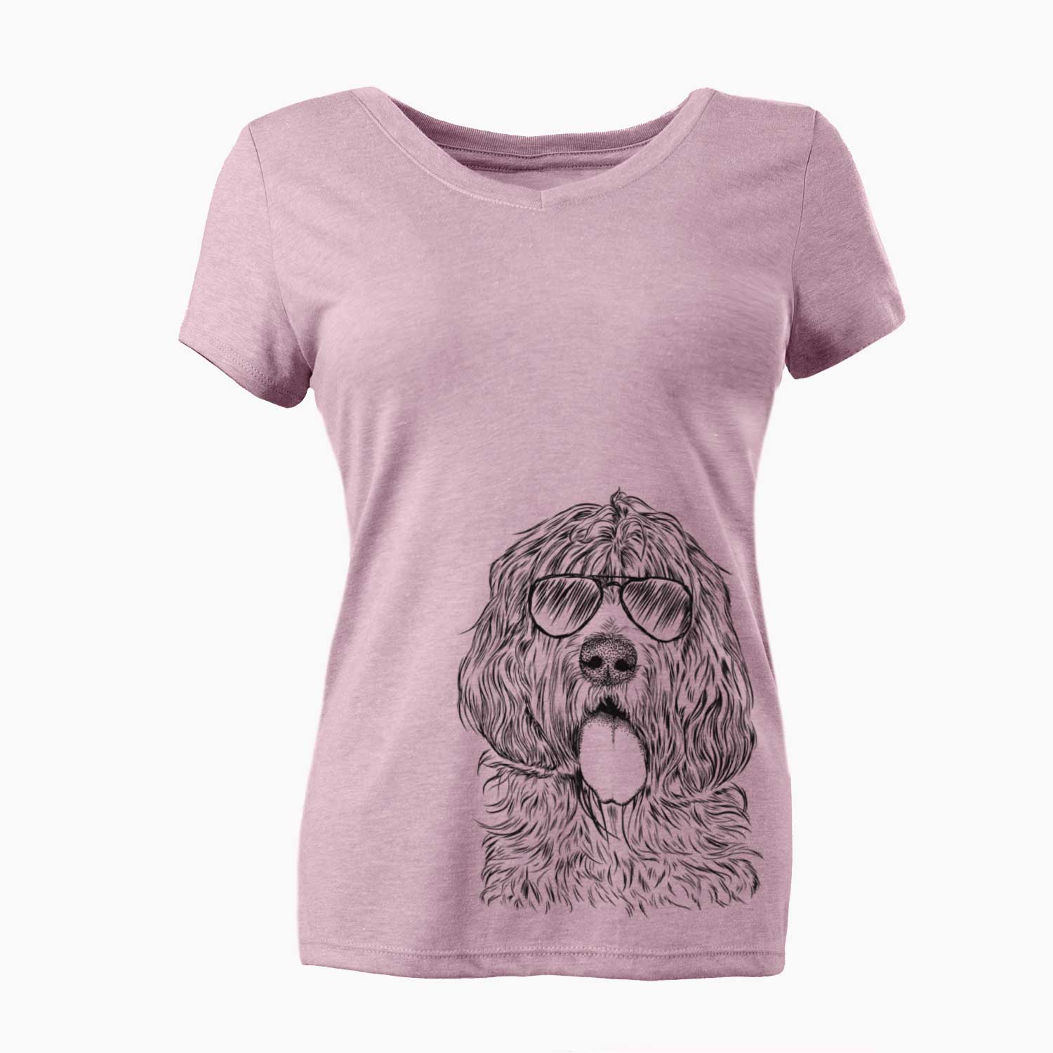 Aviator Lou the Otterhound - Women's V-neck Shirt