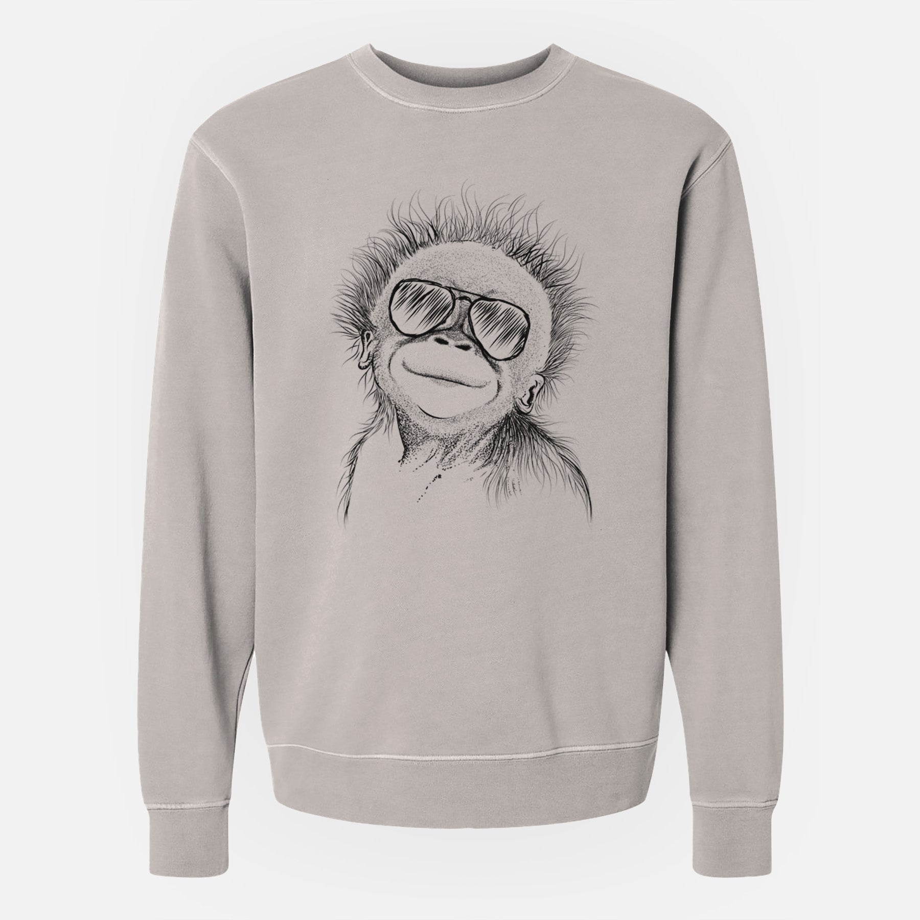 Aviator Louie the Baby Orangutan - Unisex Pigment Dyed Crew Sweatshirt