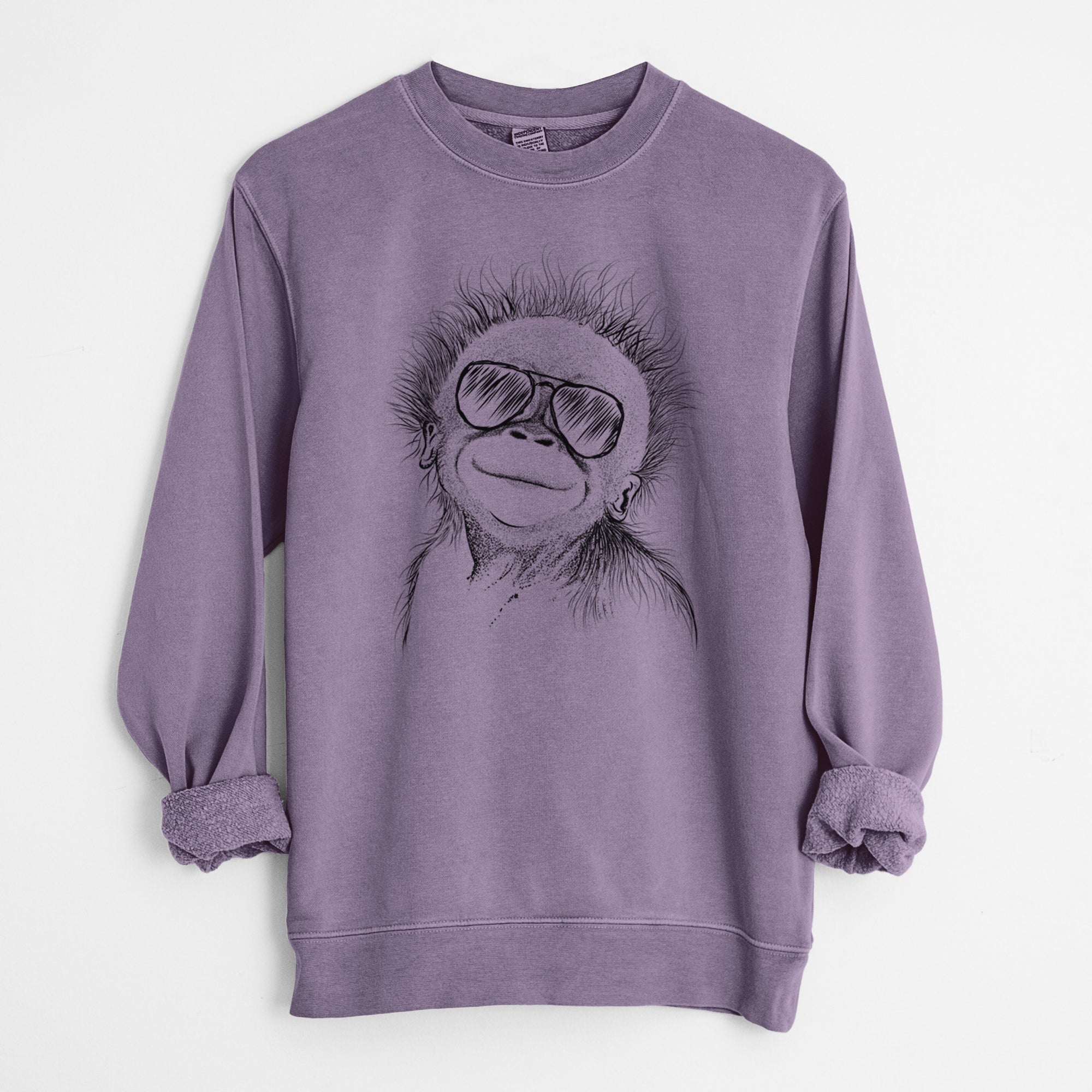 Aviator Louie the Baby Orangutan - Unisex Pigment Dyed Crew Sweatshirt