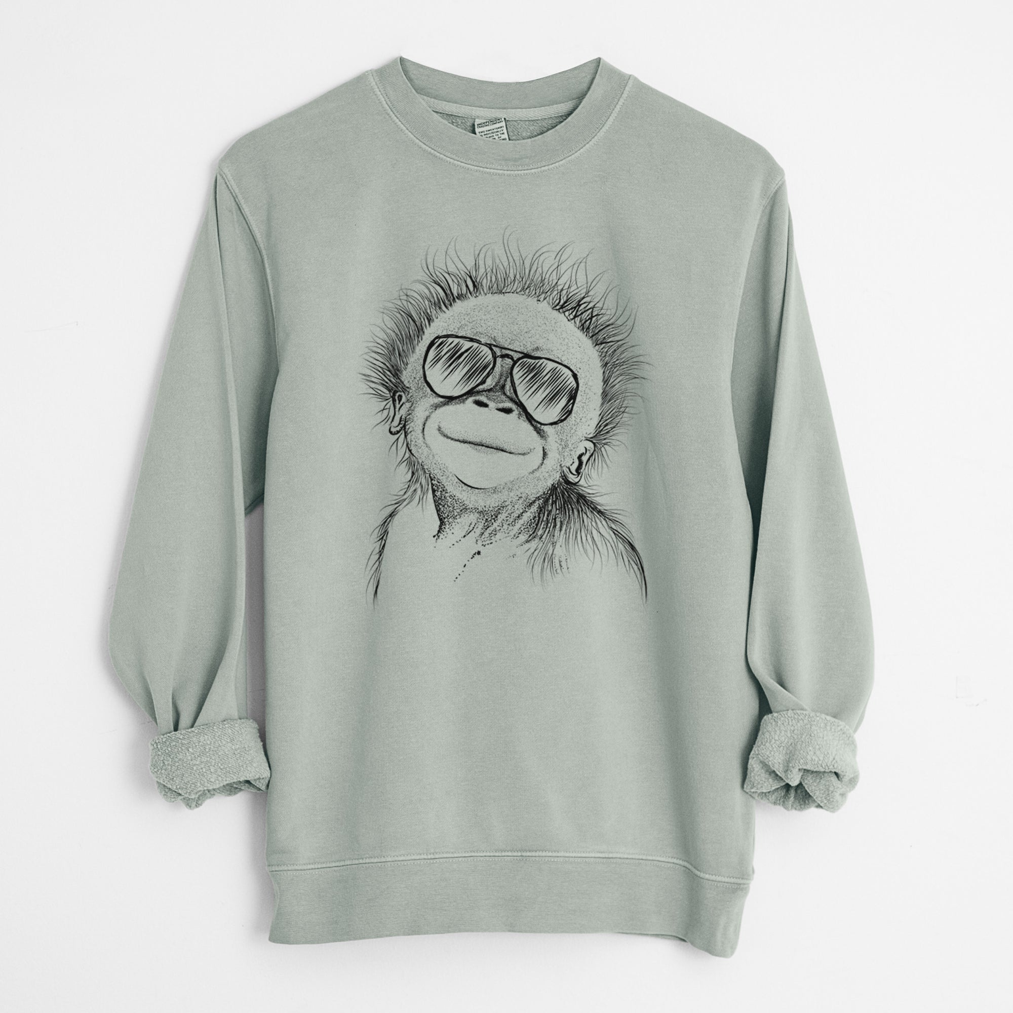 Aviator Louie the Baby Orangutan - Unisex Pigment Dyed Crew Sweatshirt