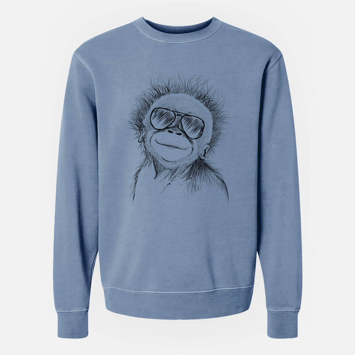 Aviator Louie the Baby Orangutan - Unisex Pigment Dyed Crew Sweatshirt