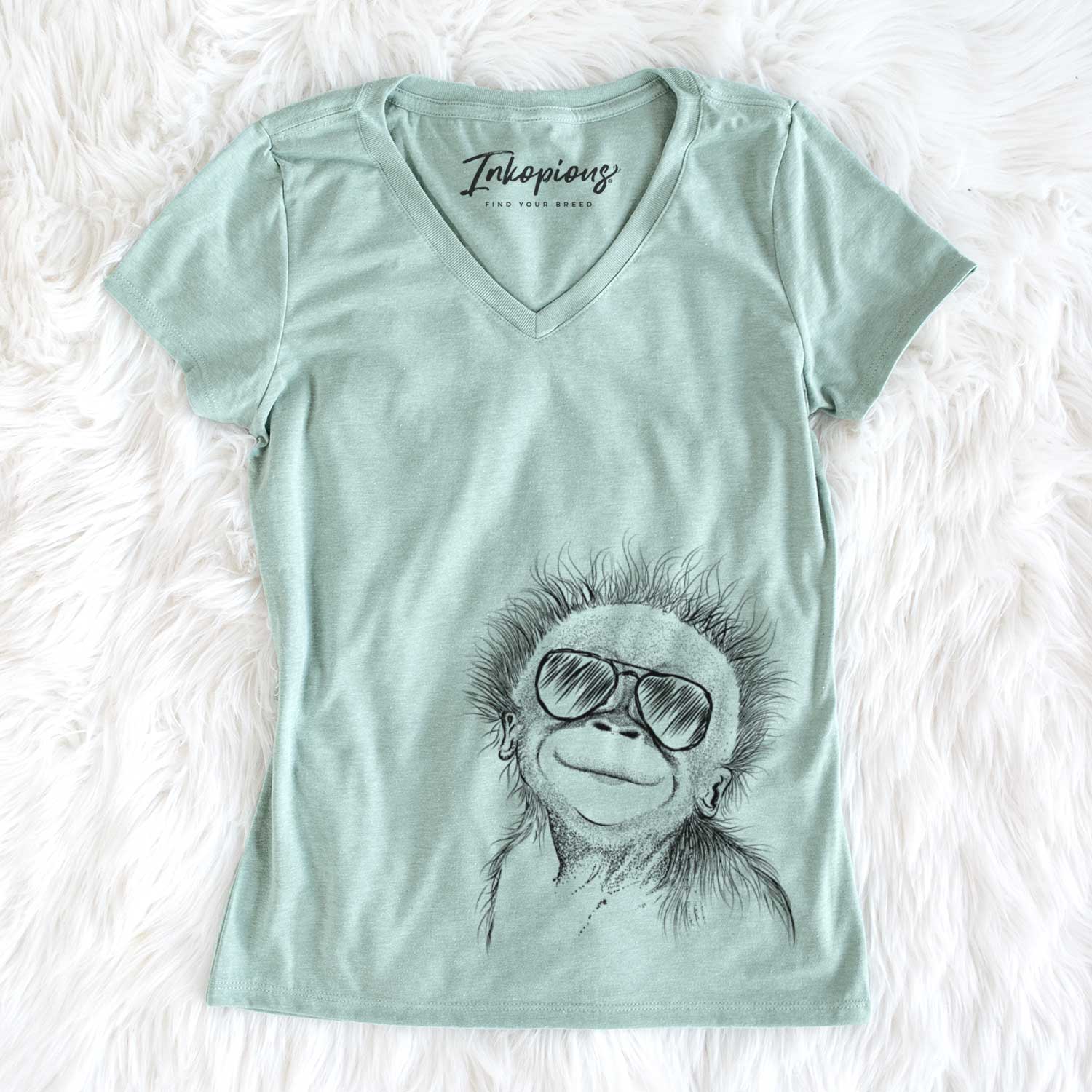 Aviator Louie the Baby Orangutan - Women's V-neck Shirt