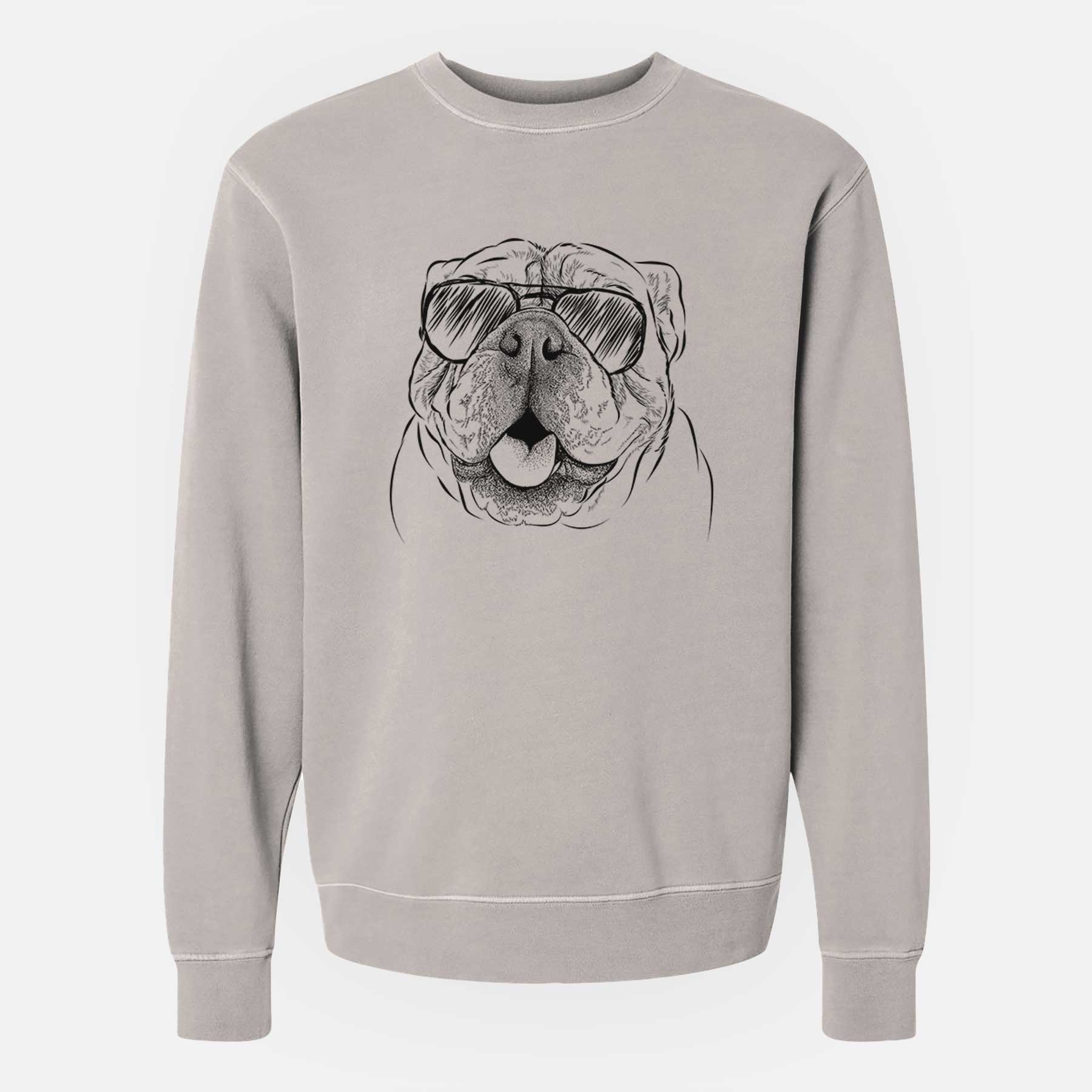 Aviator Louie the English Bulldog - Unisex Pigment Dyed Crew Sweatshirt