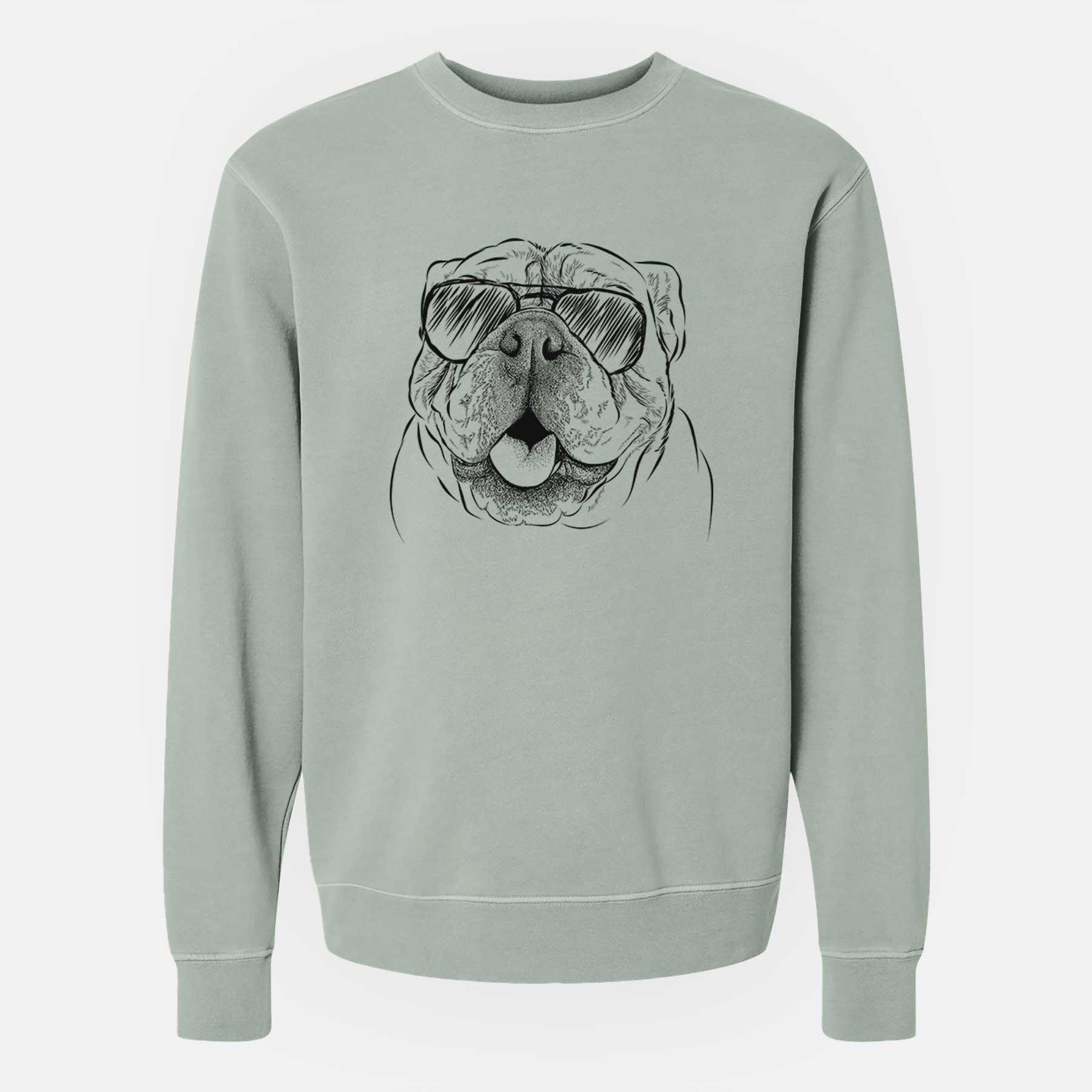 Aviator Louie the English Bulldog - Unisex Pigment Dyed Crew Sweatshirt