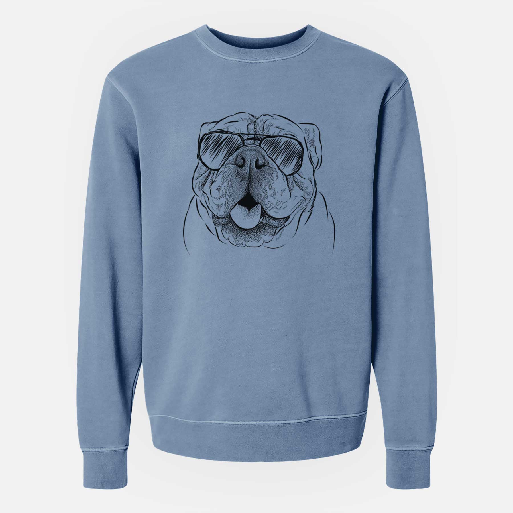 Aviator Louie the English Bulldog - Unisex Pigment Dyed Crew Sweatshirt