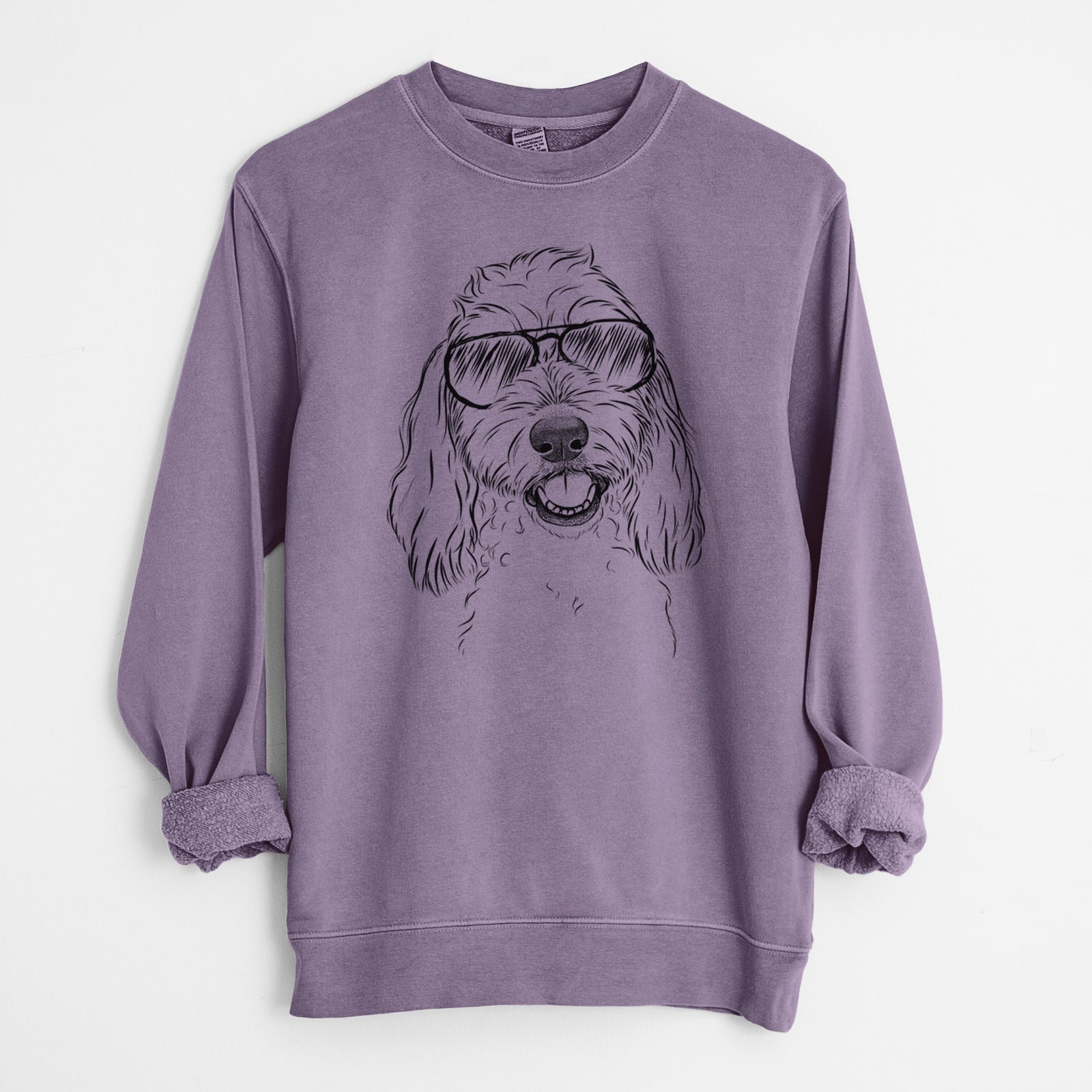 Aviator Louie the Coton de Tulear - Unisex Pigment Dyed Crew Sweatshirt