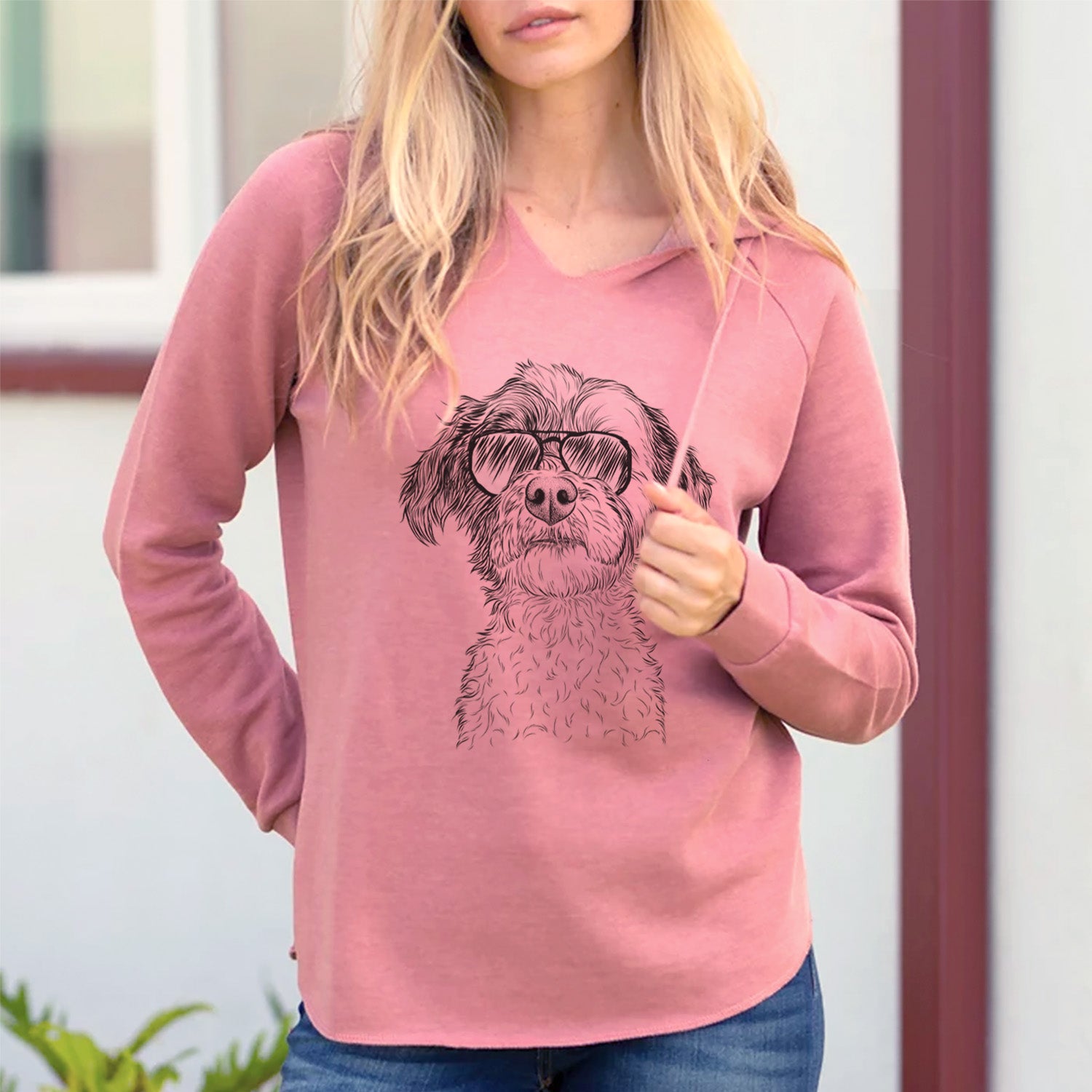 Aviator Louise the Havanese - Cali Wave Hooded Sweatshirt