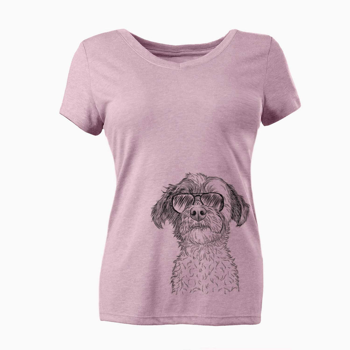 Aviator Louise the Havanese - Women's V-neck Shirt