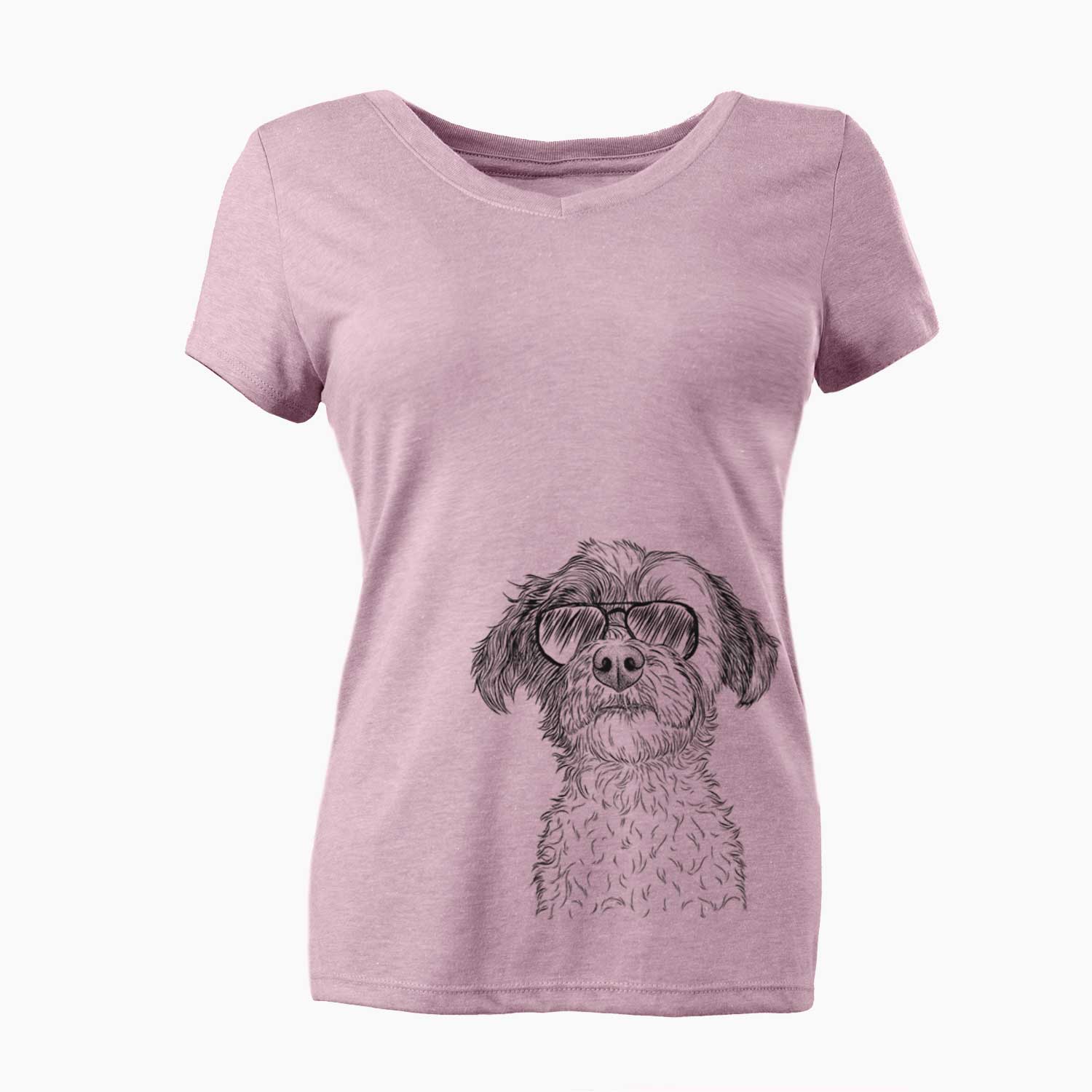 Aviator Louise the Havanese - Women's V-neck Shirt