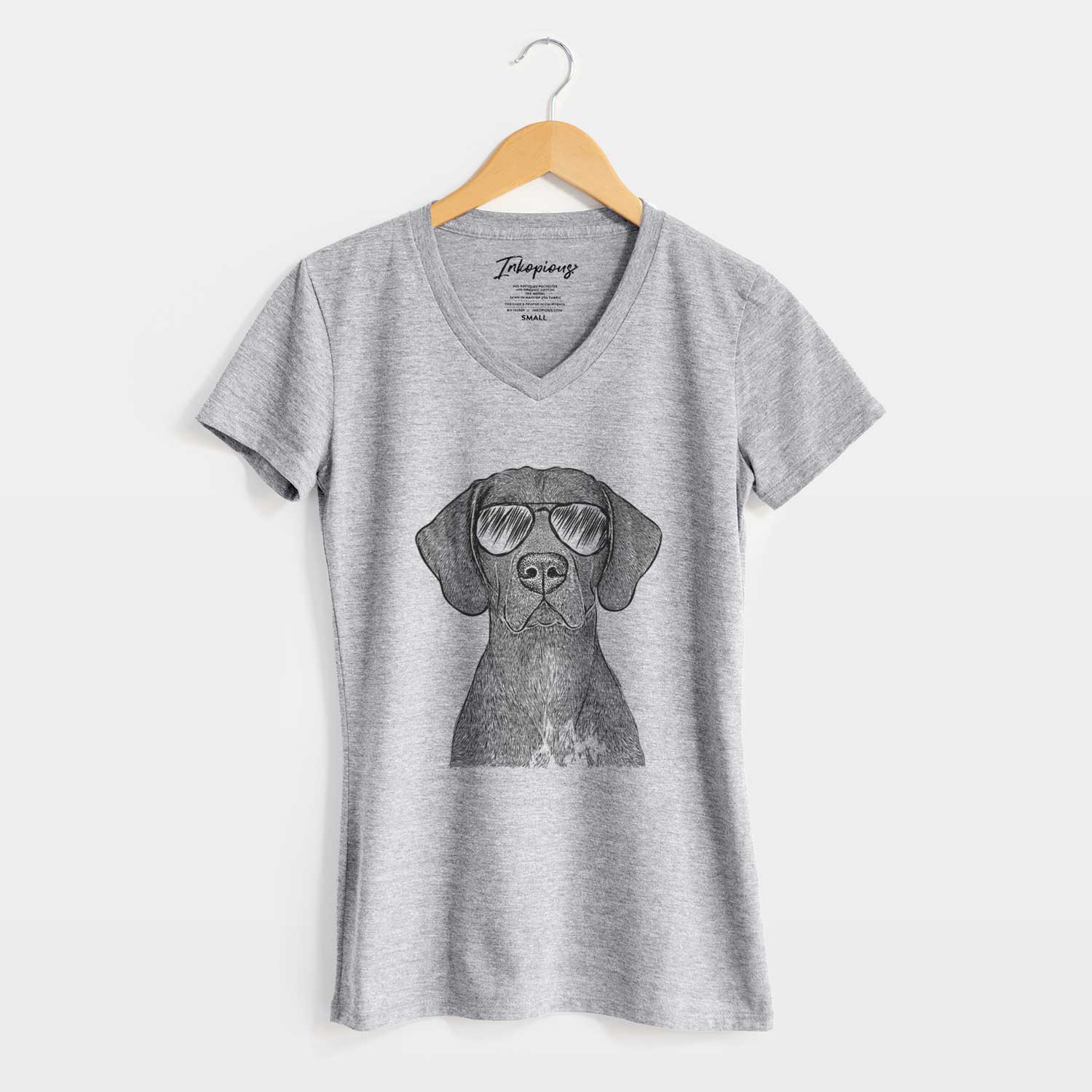 Aviator Lucifer the German Shorthaired Pointer - Women's V-neck Shirt