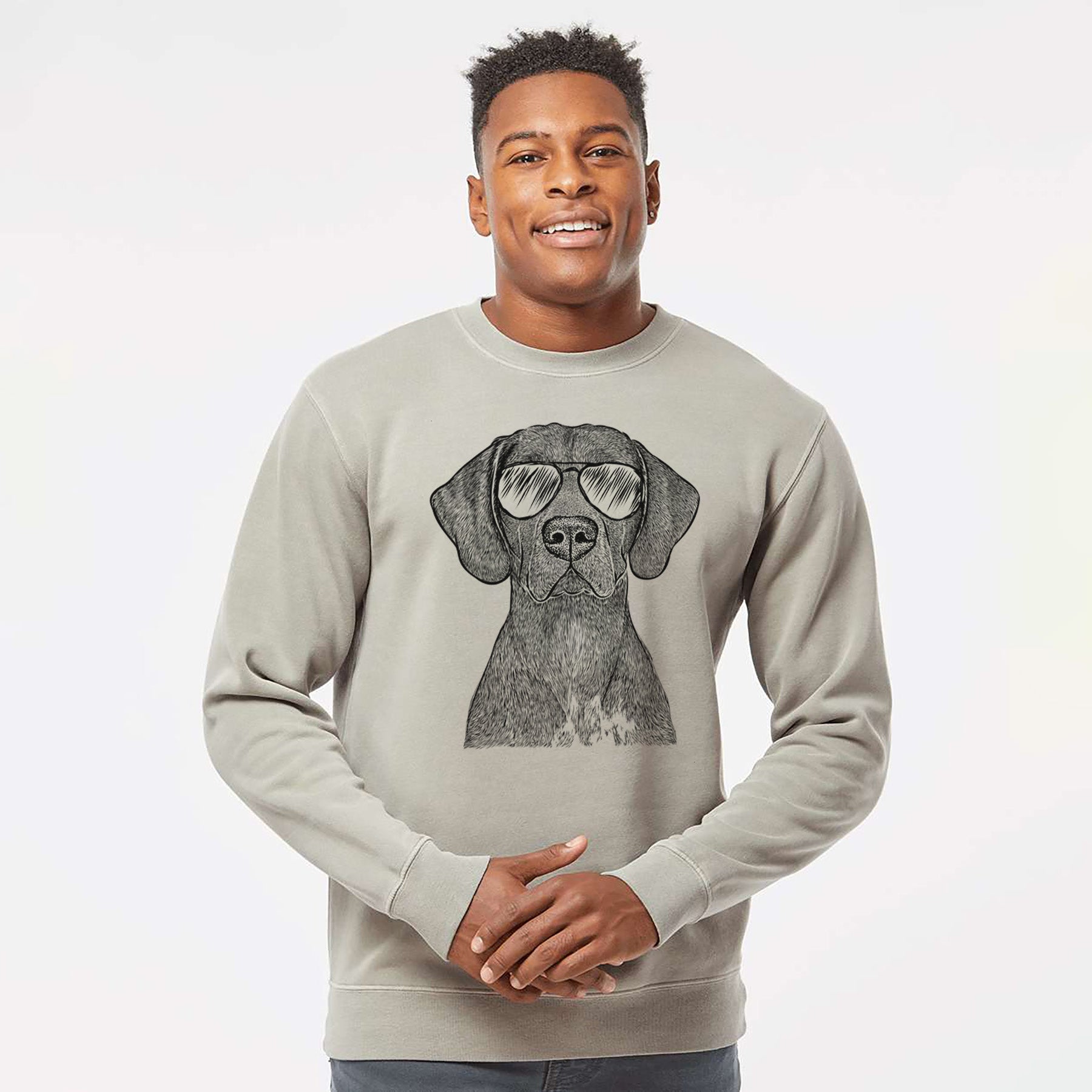 Aviator Lucifer the German Shorthaired Pointer - Unisex Pigment Dyed Crew Sweatshirt