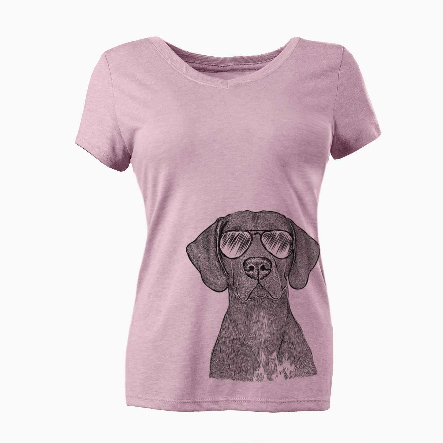 Aviator Lucifer the German Shorthaired Pointer - Women's V-neck Shirt