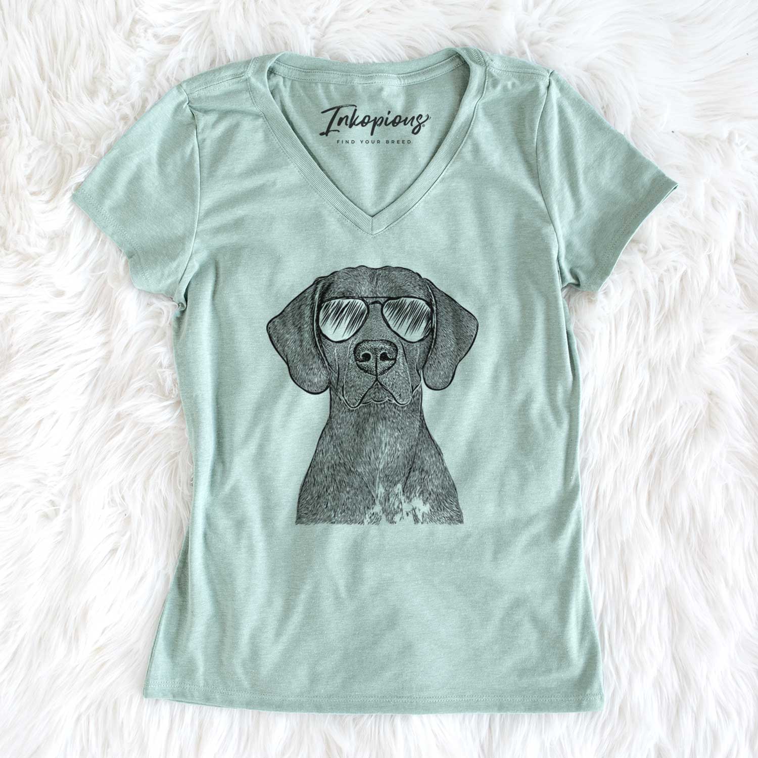 Aviator Lucifer the German Shorthaired Pointer - Women's V-neck Shirt