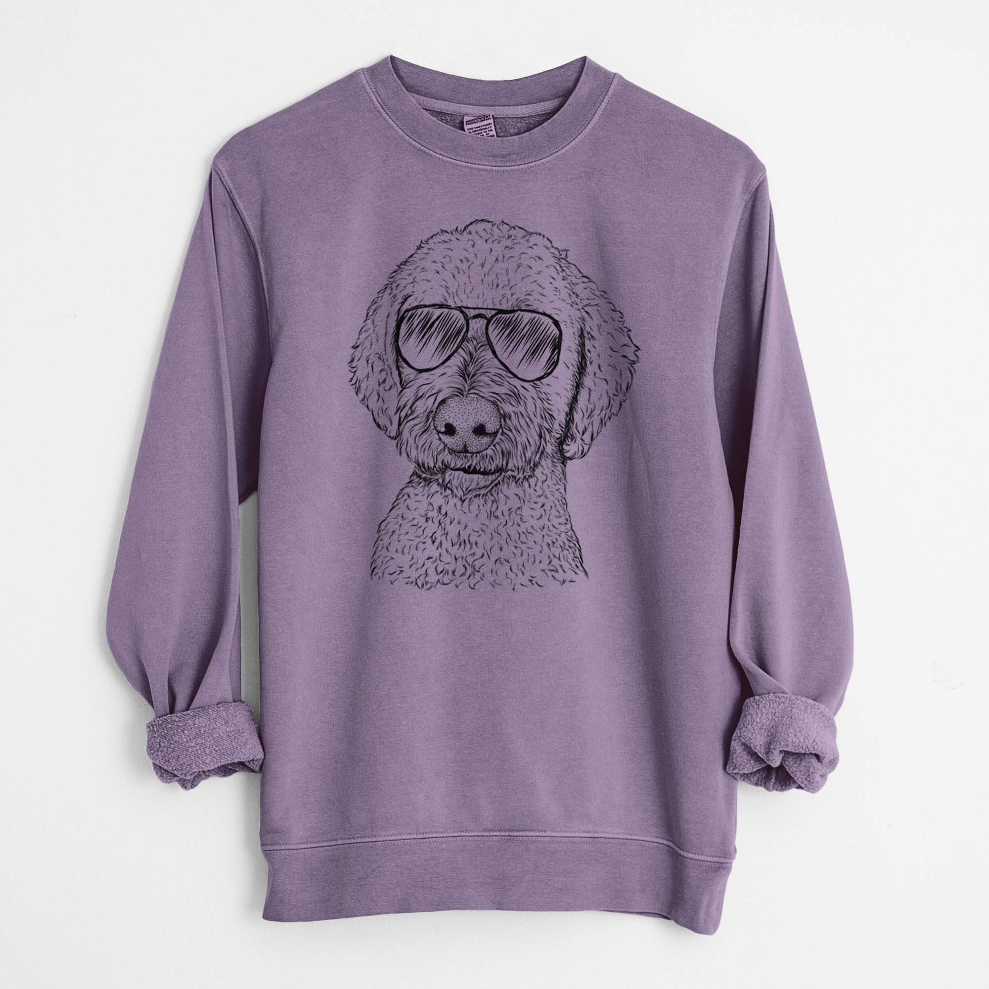 Aviator Lucy Boo the Goldendoodle - Unisex Pigment Dyed Crew Sweatshirt