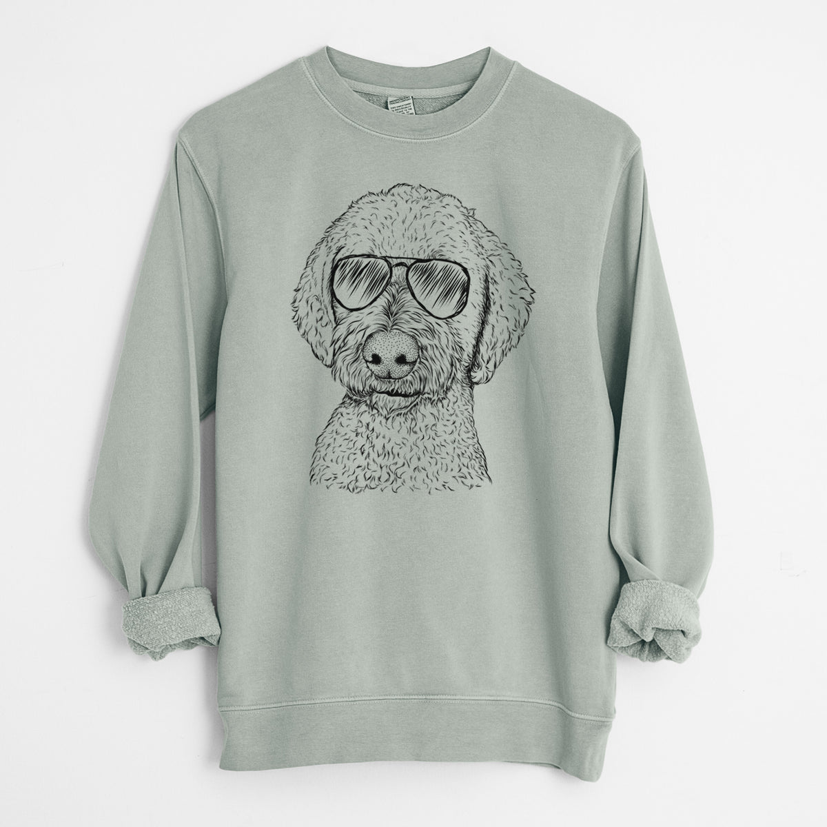 Aviator Lucy Boo the Goldendoodle - Unisex Pigment Dyed Crew Sweatshirt