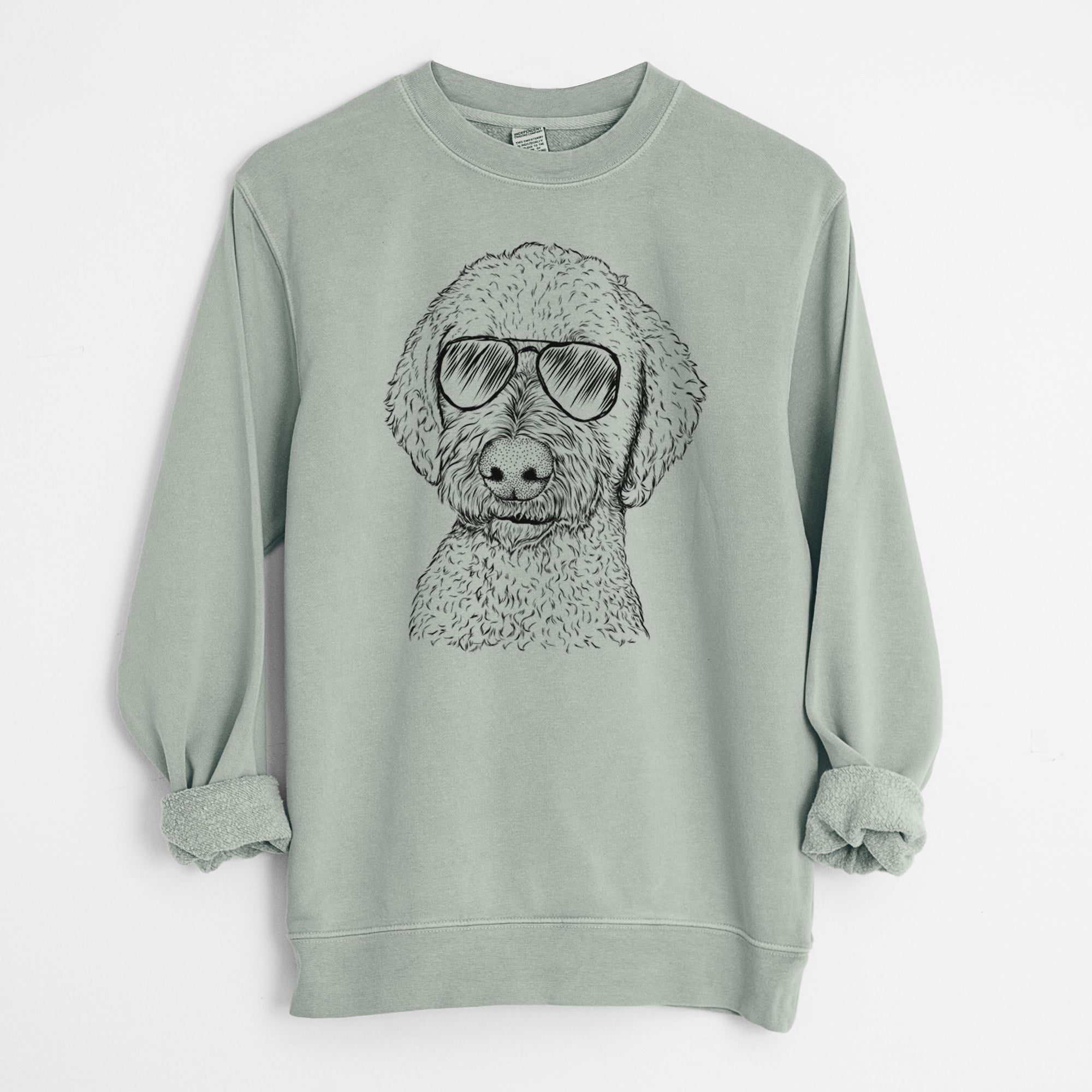 Aviator Lucy Boo the Goldendoodle - Unisex Pigment Dyed Crew Sweatshirt