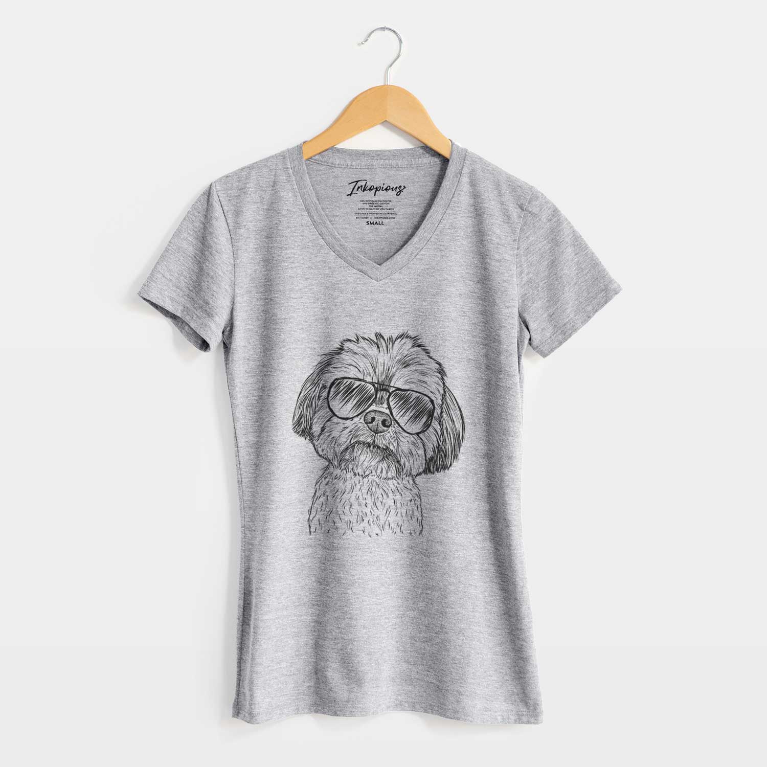 Aviator Lucy the Shorkie - Women's V-neck Shirt