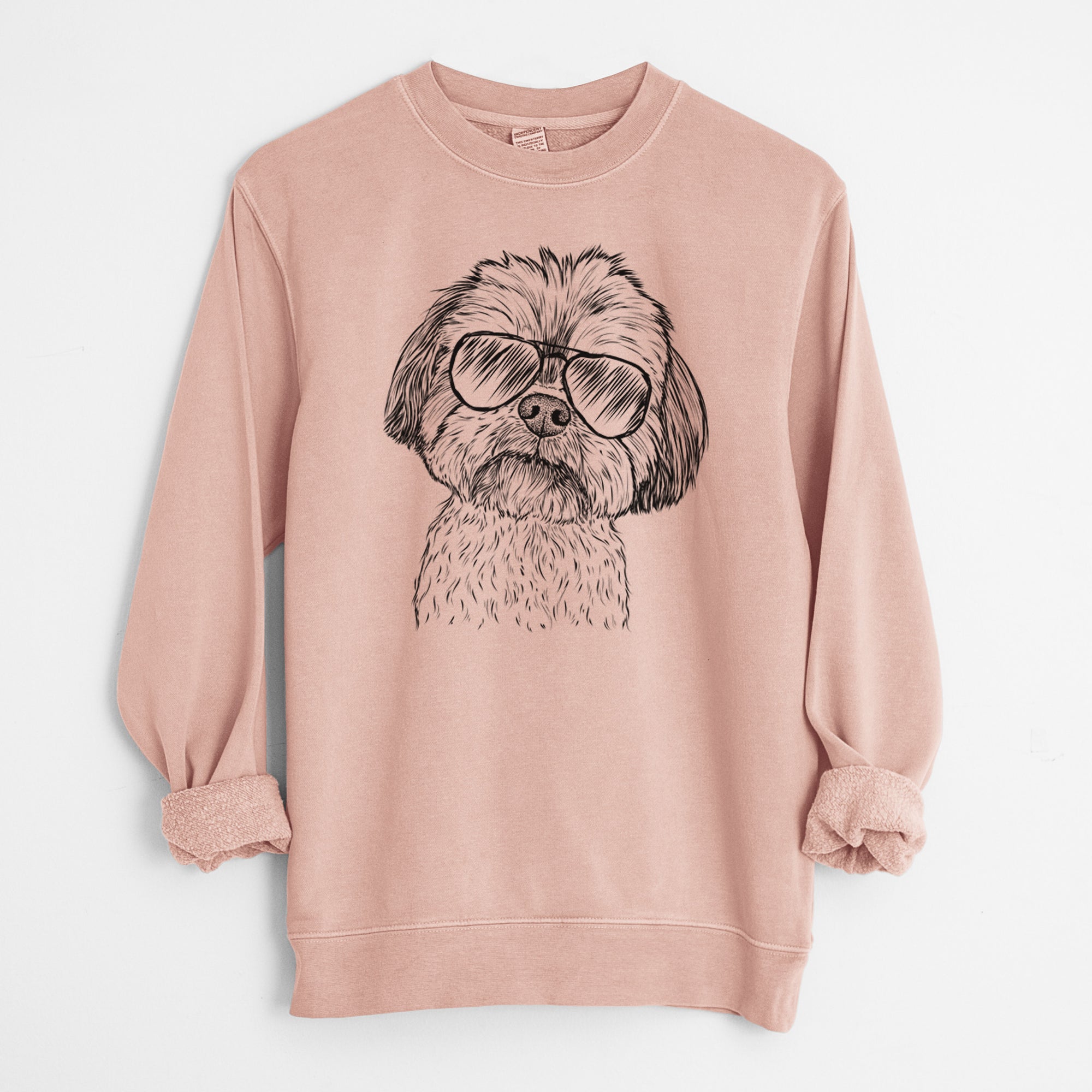 Aviator Lucy the Shorkie - Unisex Pigment Dyed Crew Sweatshirt